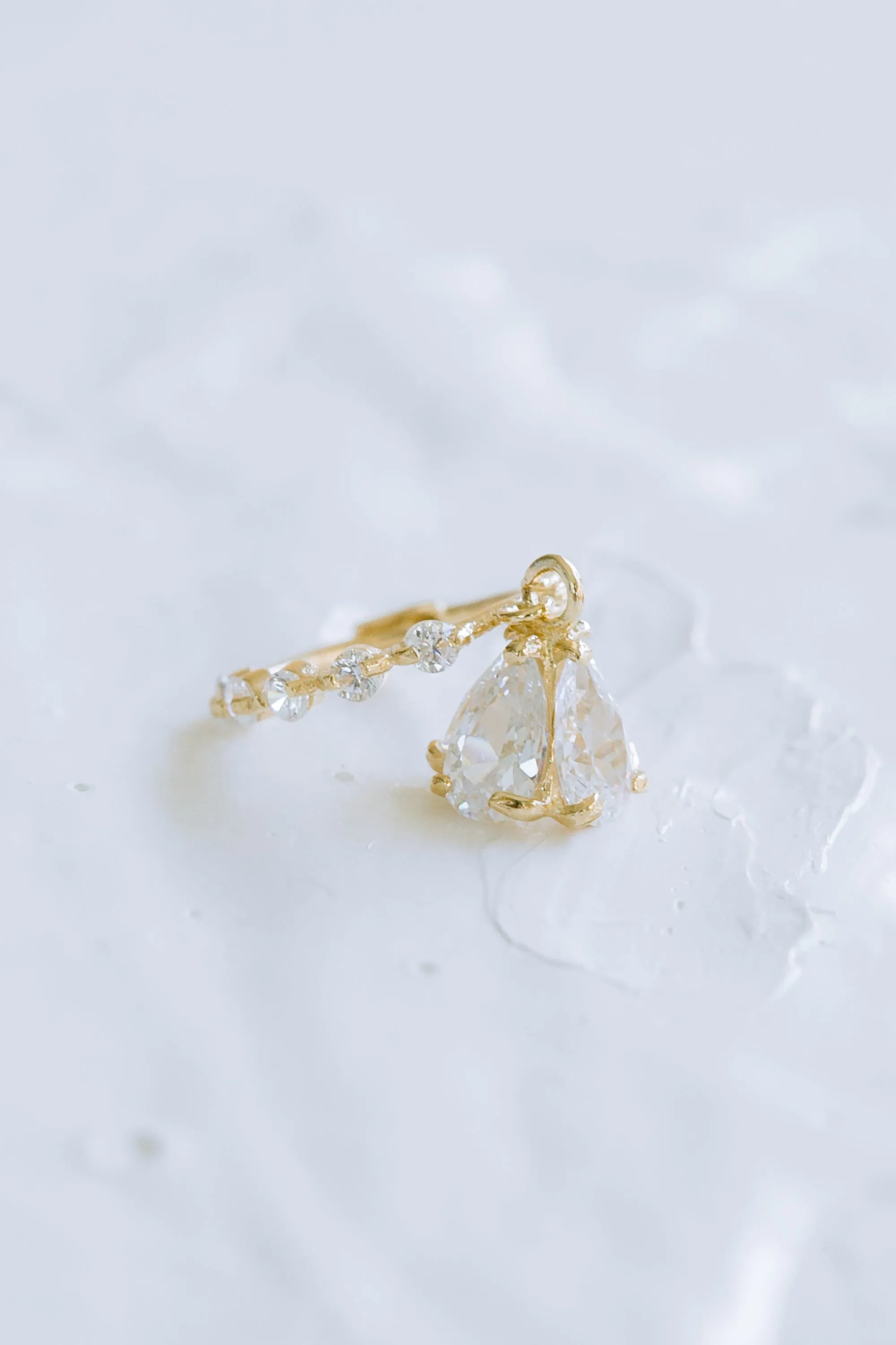 14K Solid Gold CZ DANGLE FLOWER Tragus Cartilage Helix Ear  Piercing Earring Huggie Hoop Ring