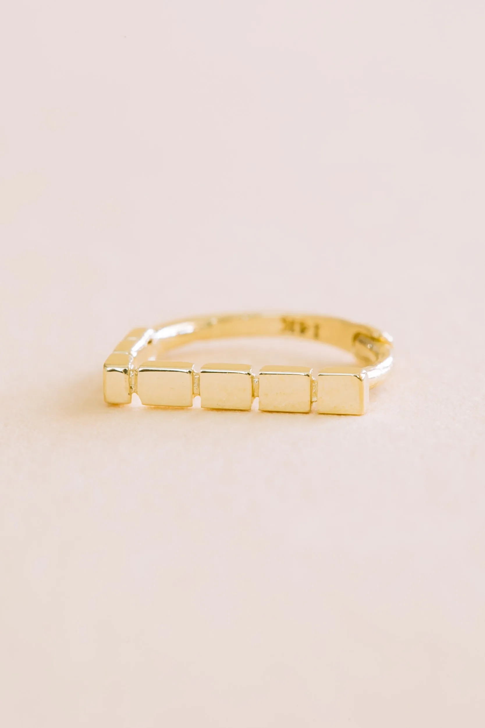 14K Solid Gold Jewelry Square Bar Earring Hoop Ring