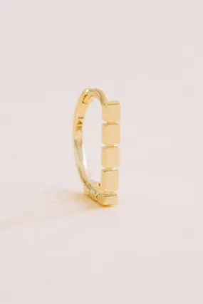 14K Solid Gold Jewelry Square Bar Earring Hoop Ring