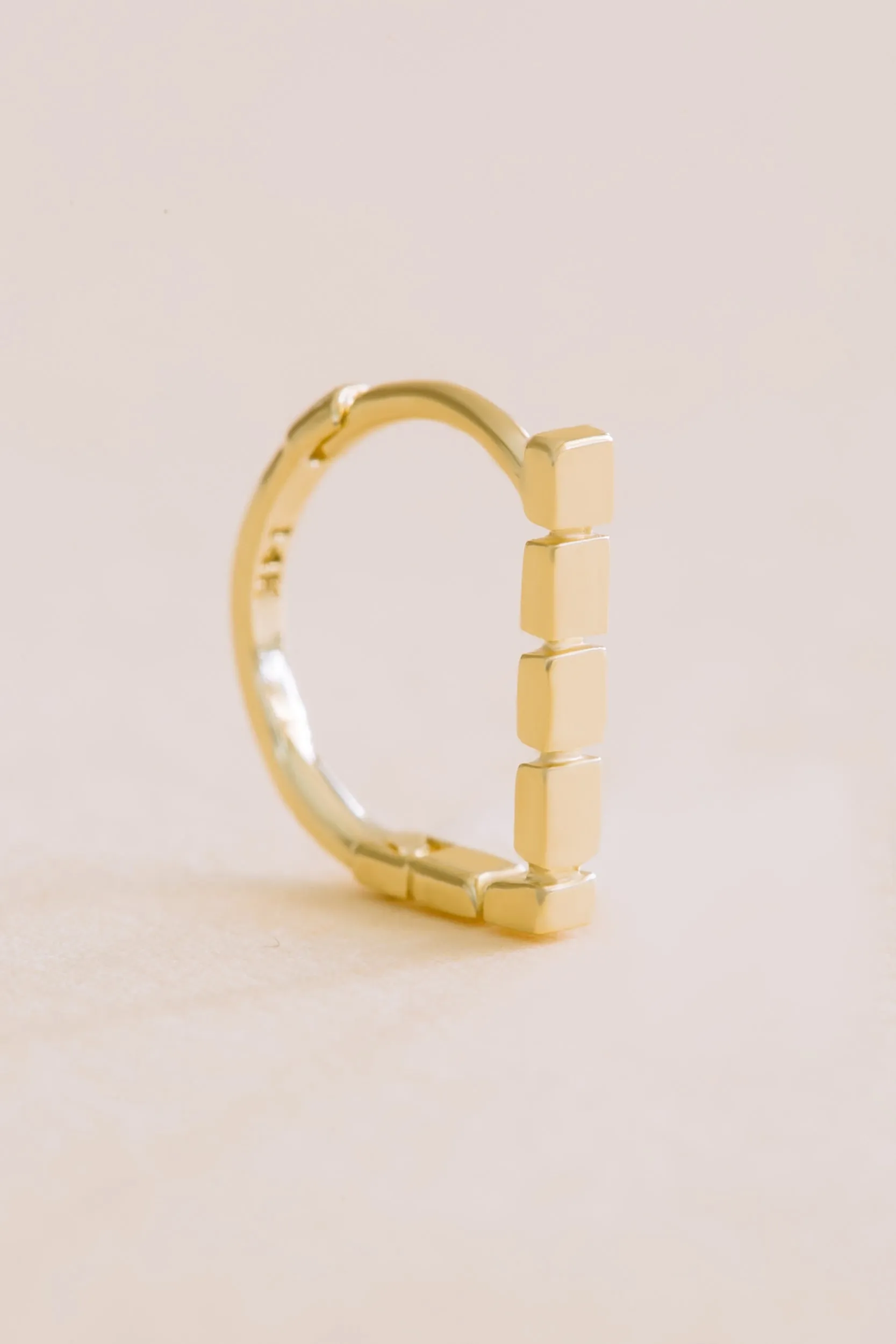 14K Solid Gold Jewelry Square Bar Earring Hoop Ring