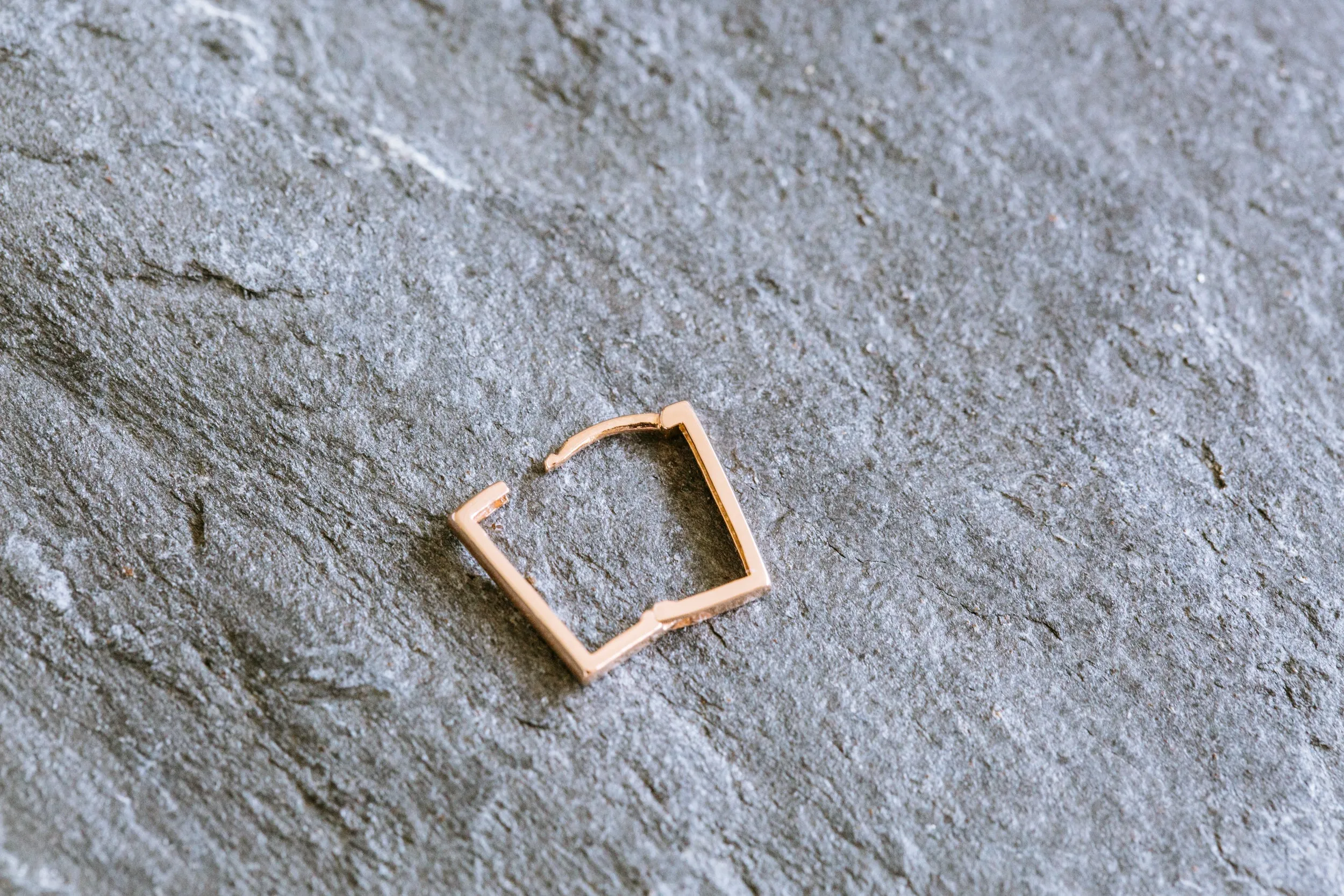 14K Solid Gold Jewelry Square Rectangle Hoop Ring