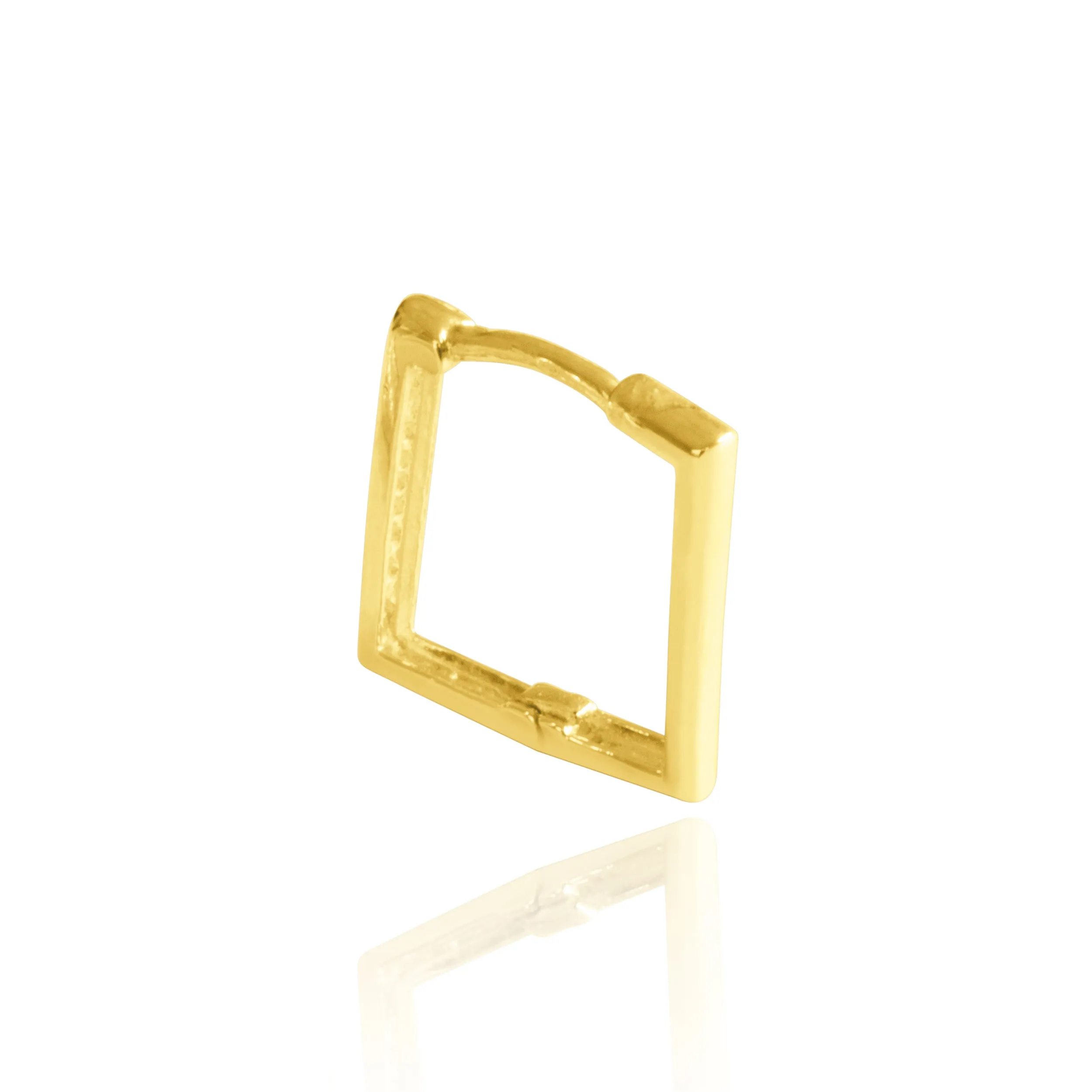 14K Solid Gold Jewelry Square Rectangle Hoop Ring