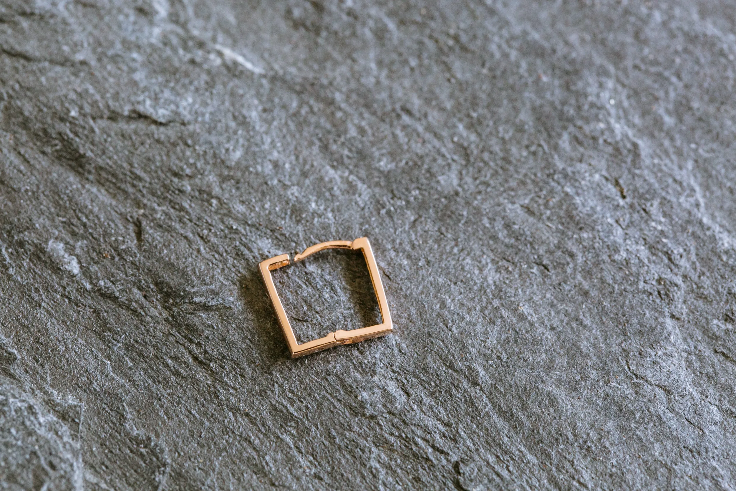 14K Solid Gold Jewelry Square Rectangle Hoop Ring