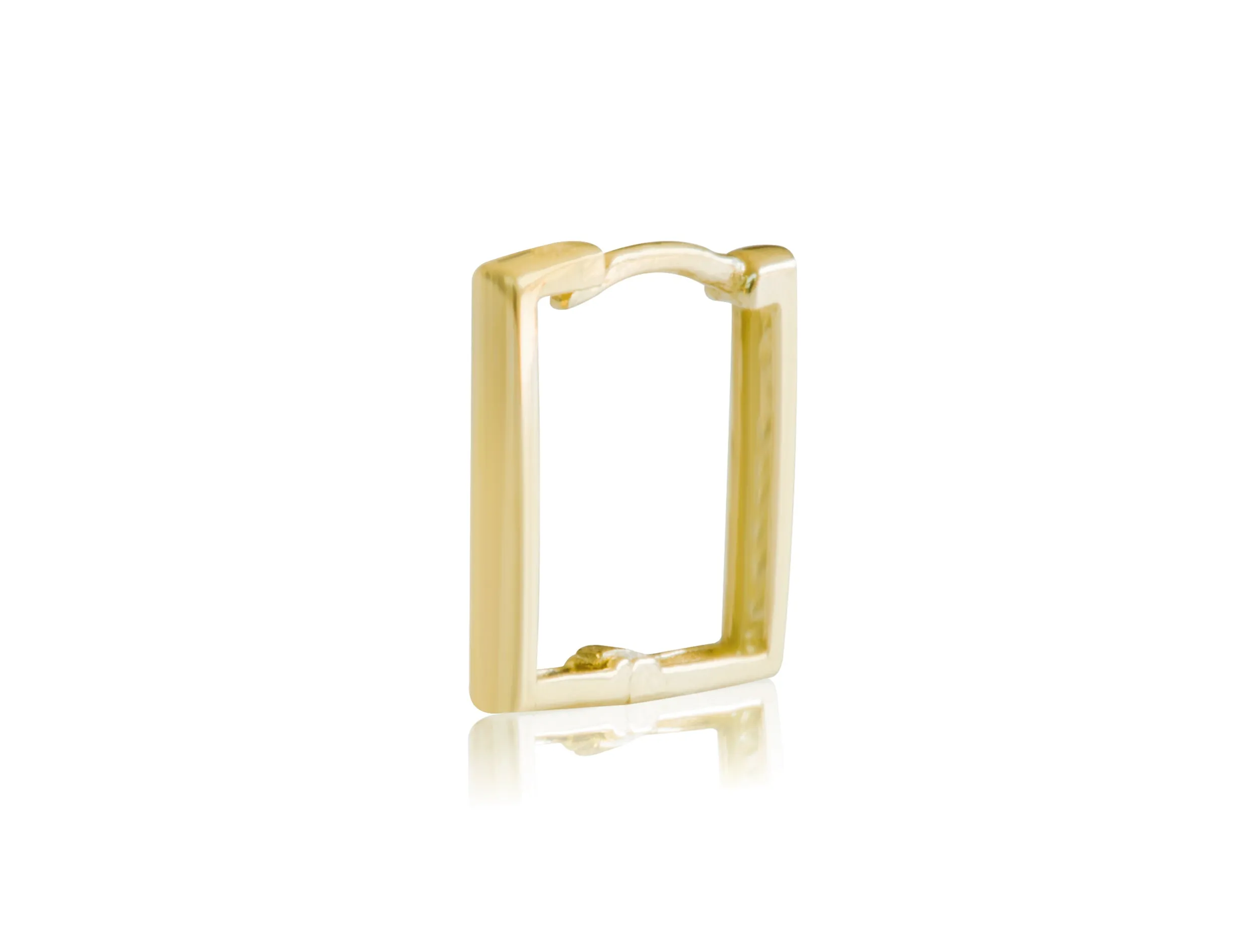 14K Solid Gold Jewelry Square Rectangle Hoop Ring