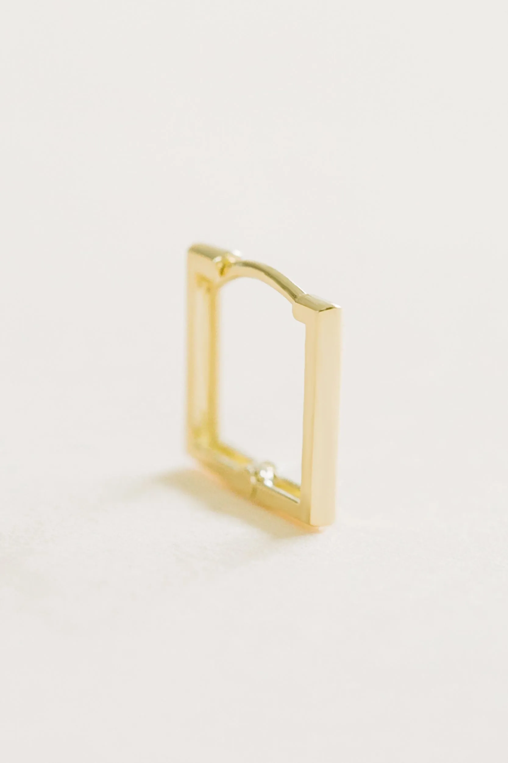 14K Solid Gold Jewelry Square Rectangle Hoop Ring