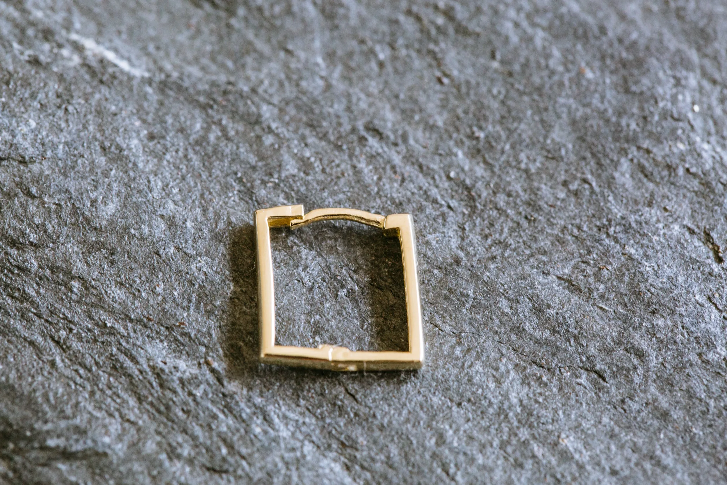 14K Solid Gold Jewelry Square Rectangle Hoop Ring