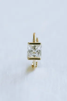 14K Solid Gold SQUARE DIAMOND Tragus Cartilage Helix Ear  Piercing Earring Huggie Hoop Ring