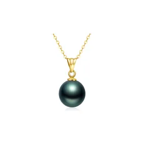 18K Solid Gold Saltwater Tahitian Pearl Necklace KN00173