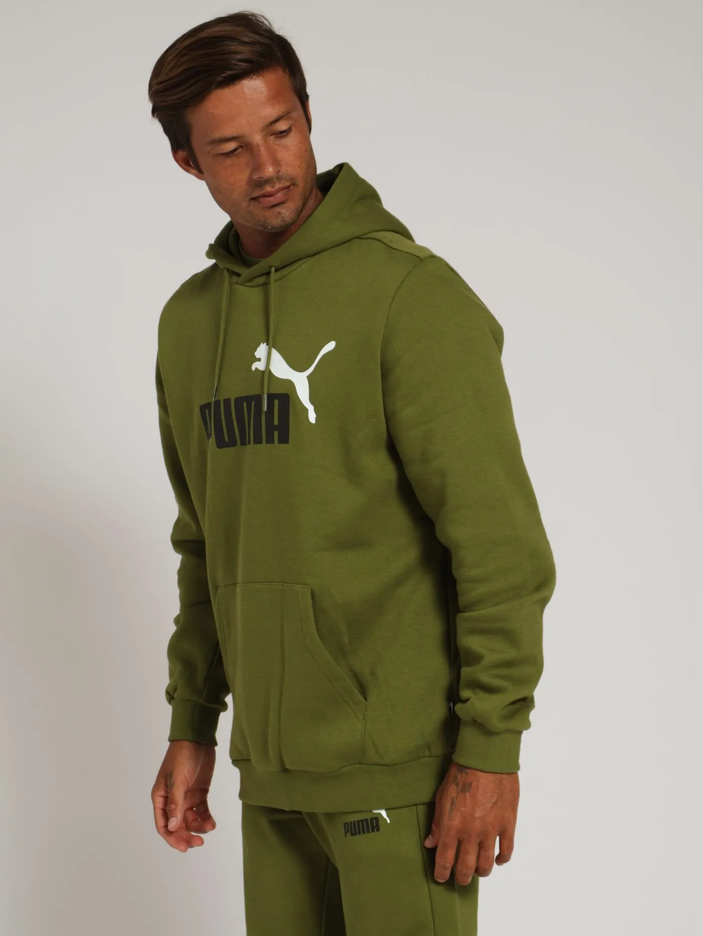 2 Colour Big Logo Hoody - Olive