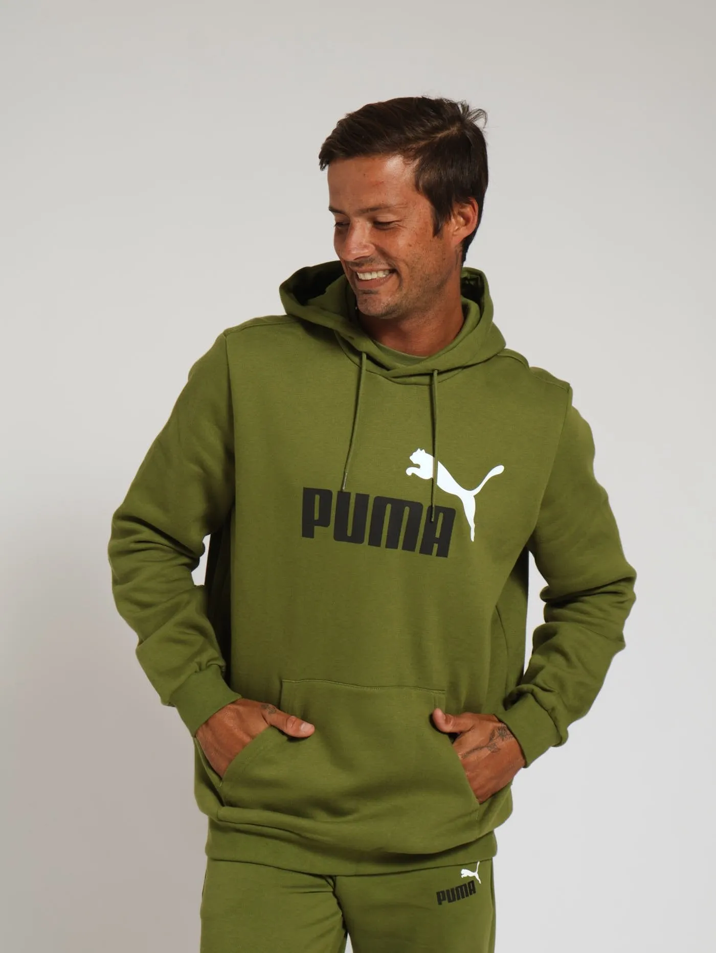 2 Colour Big Logo Hoody - Olive