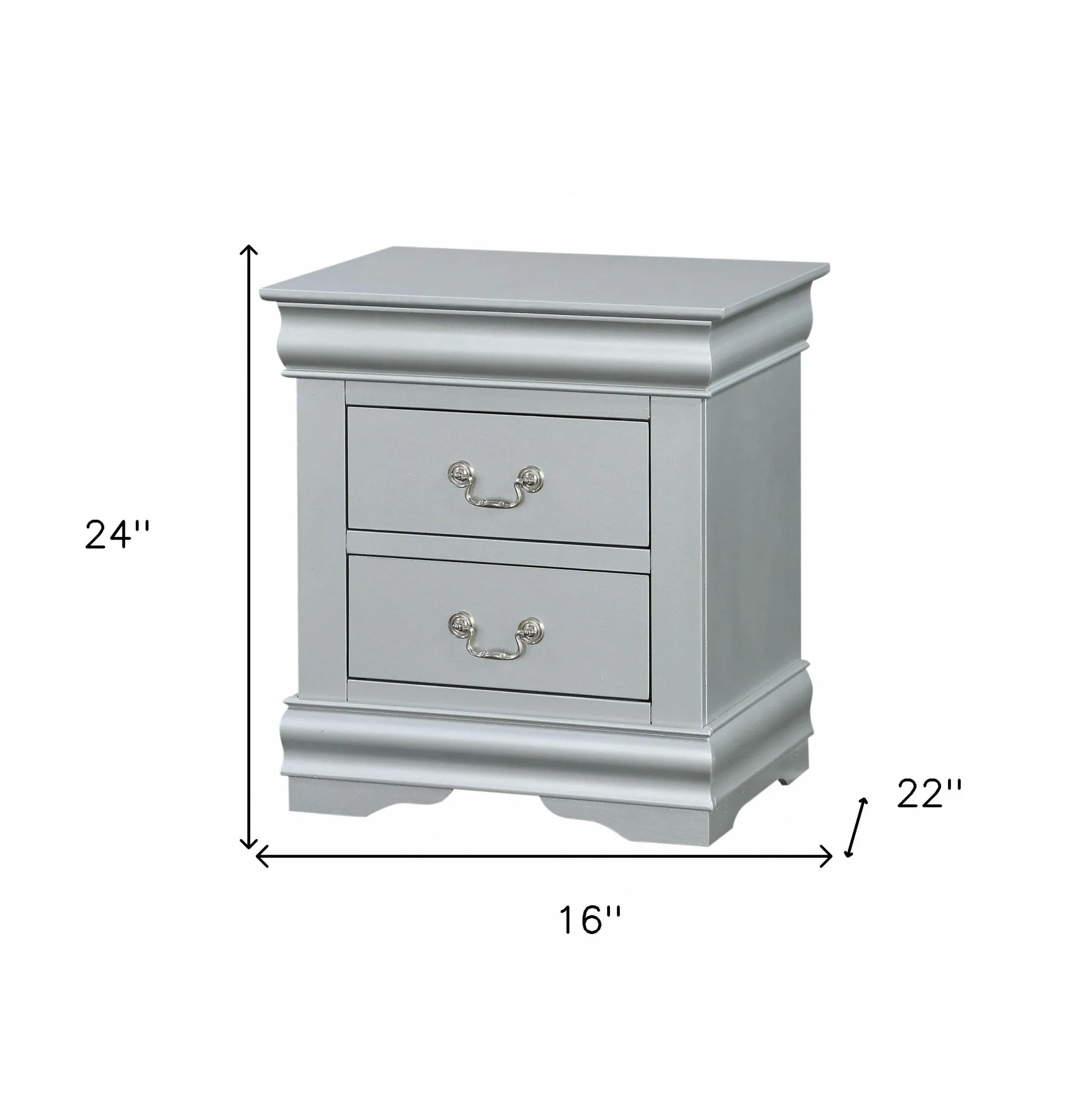 24 Platinum Two Drawers Nightstand