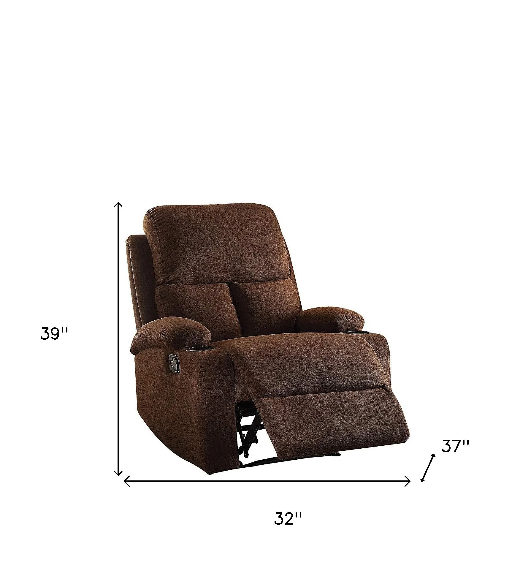 32 X 37 X 39 Blue Linen Fabric Recliner