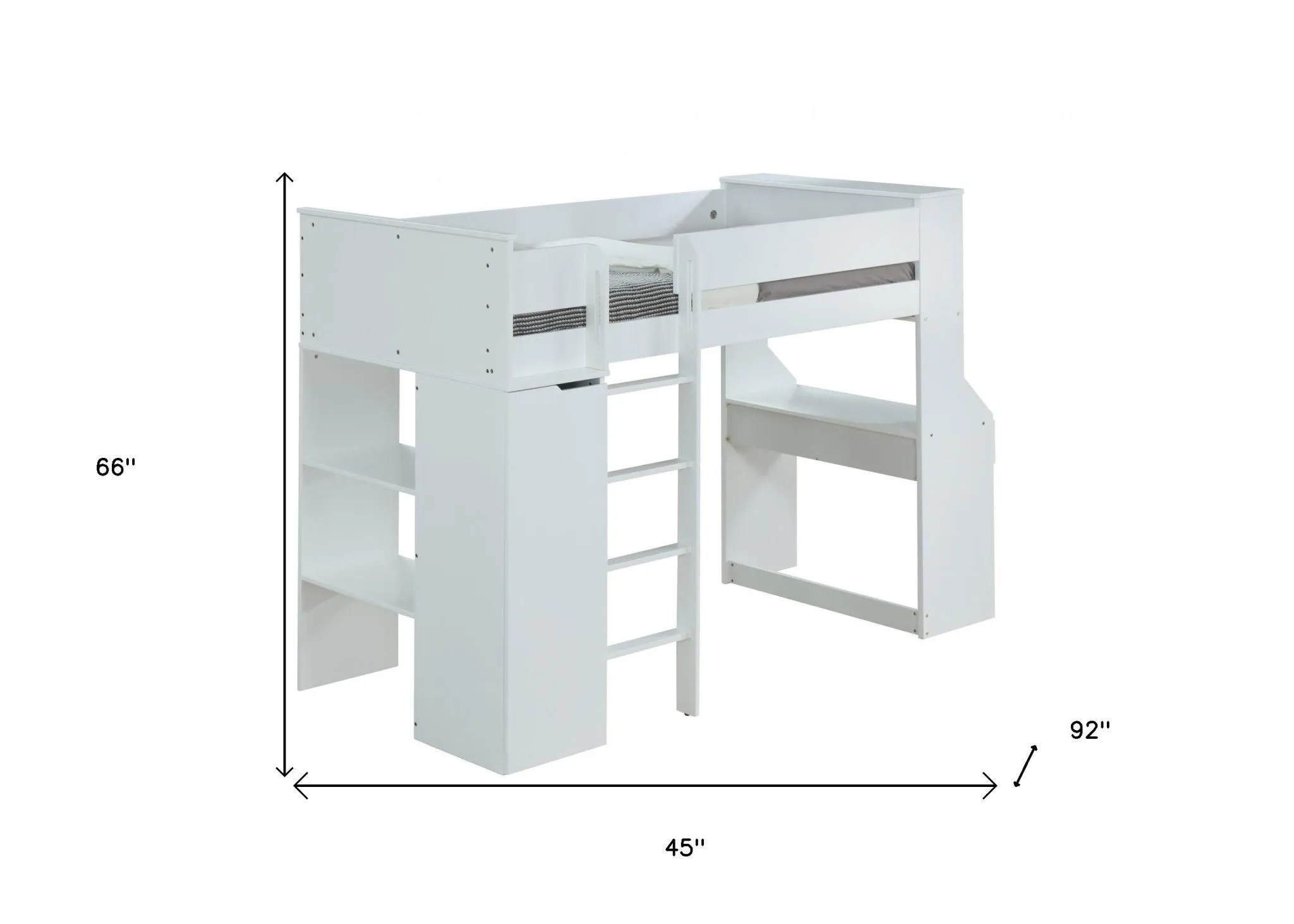 45 X 92 X 66 White Wood Veneer (Laminated) Loft Bed