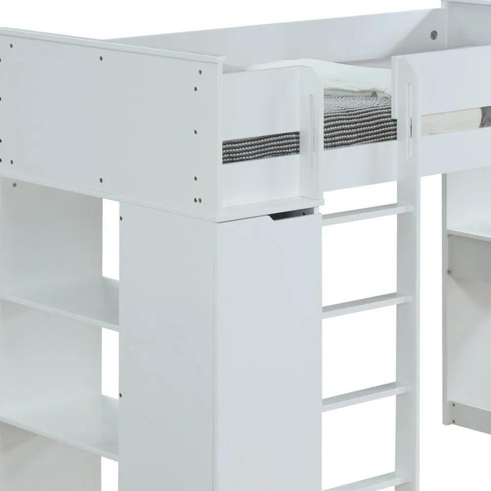 45 X 92 X 66 White Wood Veneer (Laminated) Loft Bed