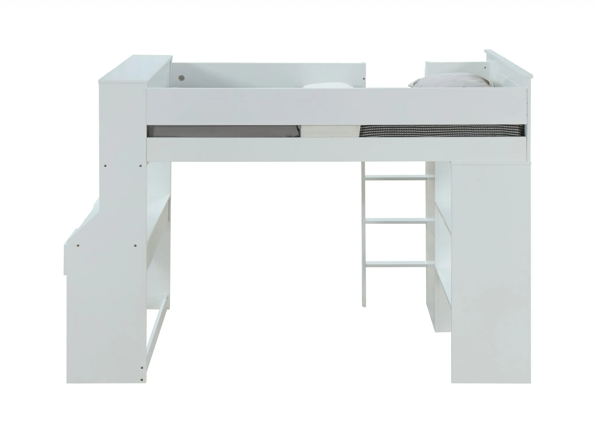 45 X 92 X 66 White Wood Veneer (Laminated) Loft Bed