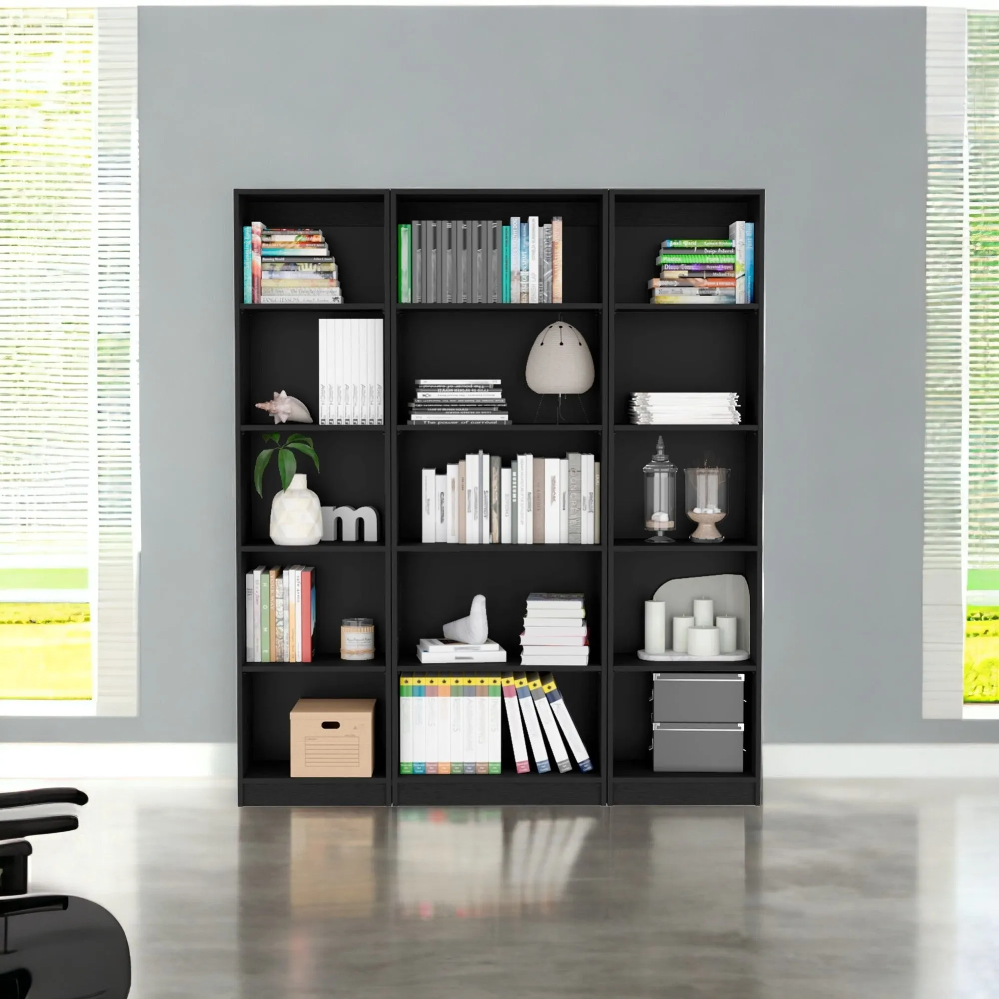 71 Black Five Tier Bookcase