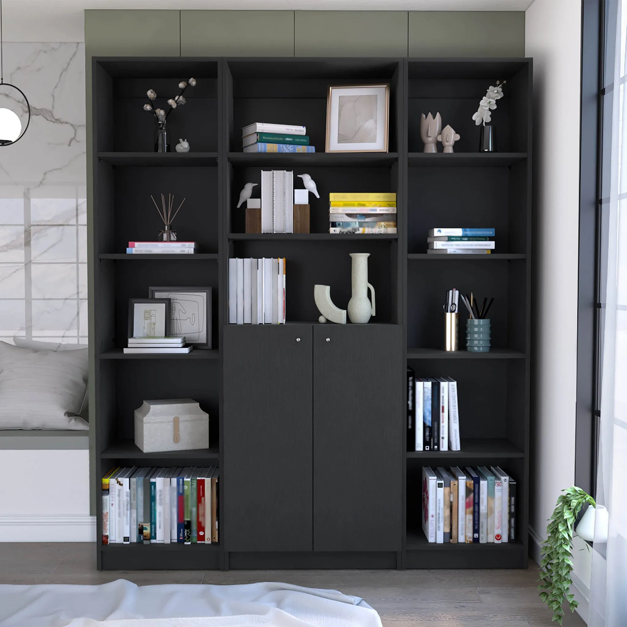 71 Black Five Tier Bookcase