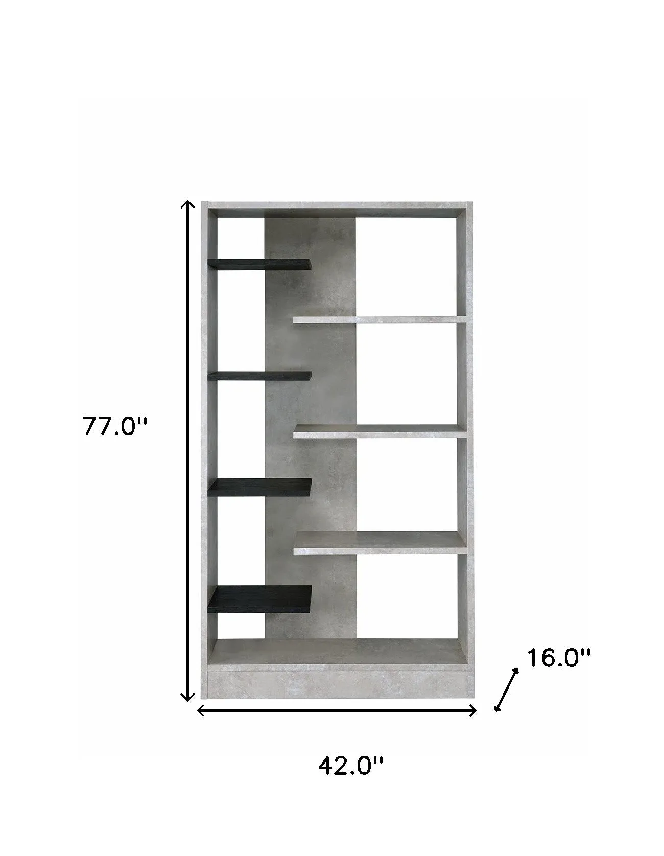 77 Gray and Black Eight Tier Etagere Bookcase