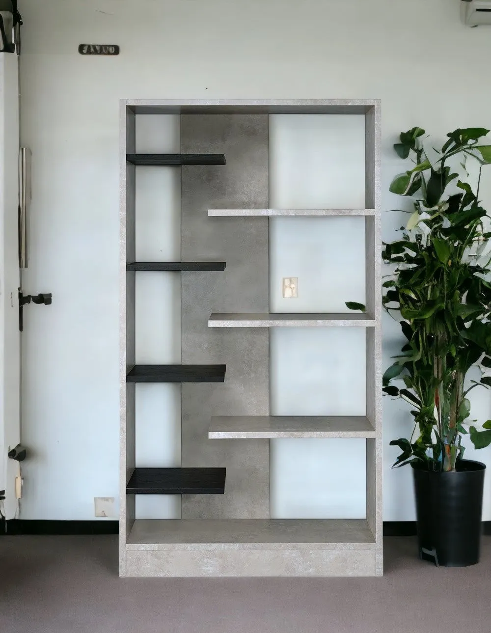 77 Gray and Black Eight Tier Etagere Bookcase