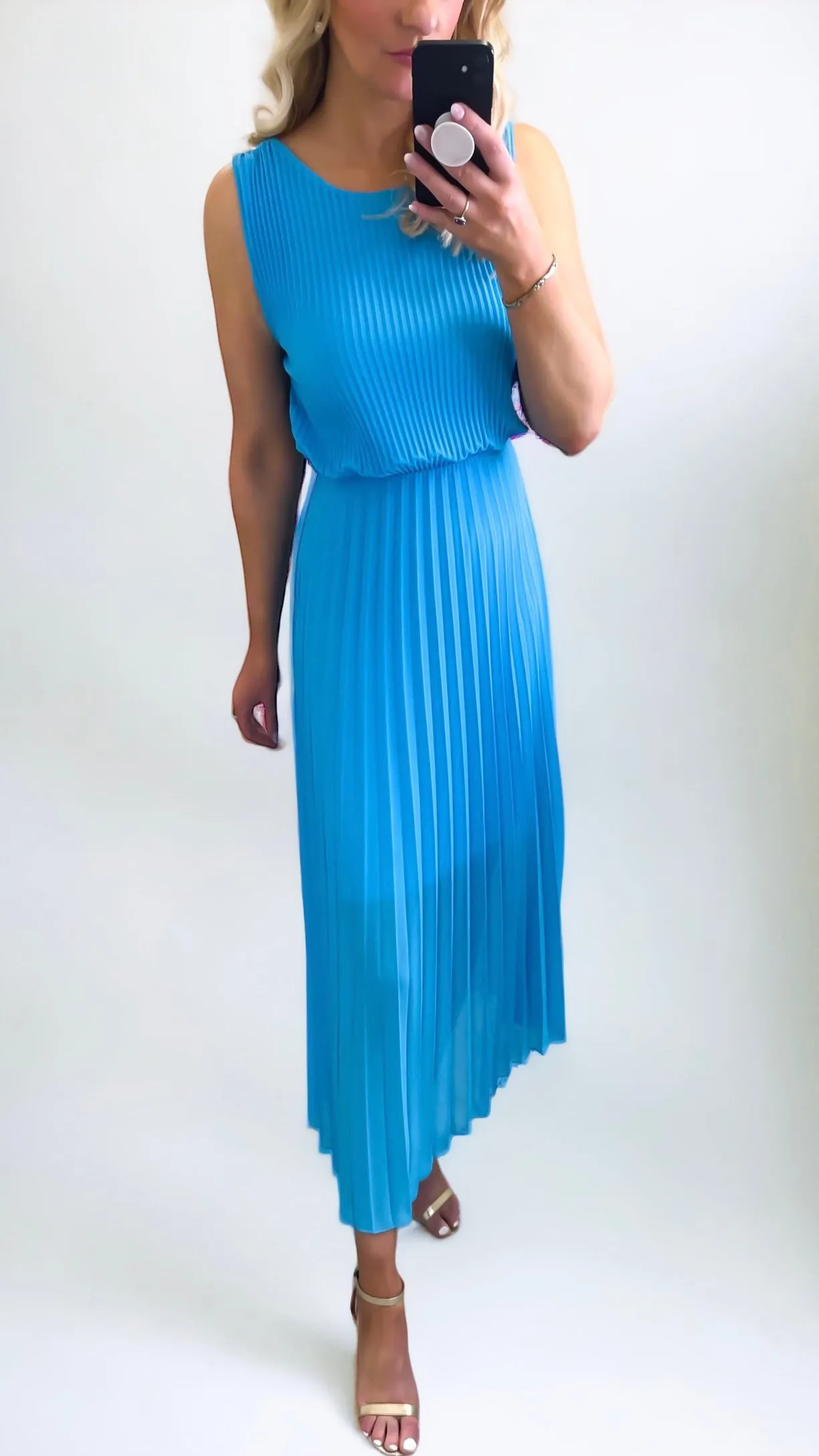 A1457 Turquoise 2 Way Pleat Dress