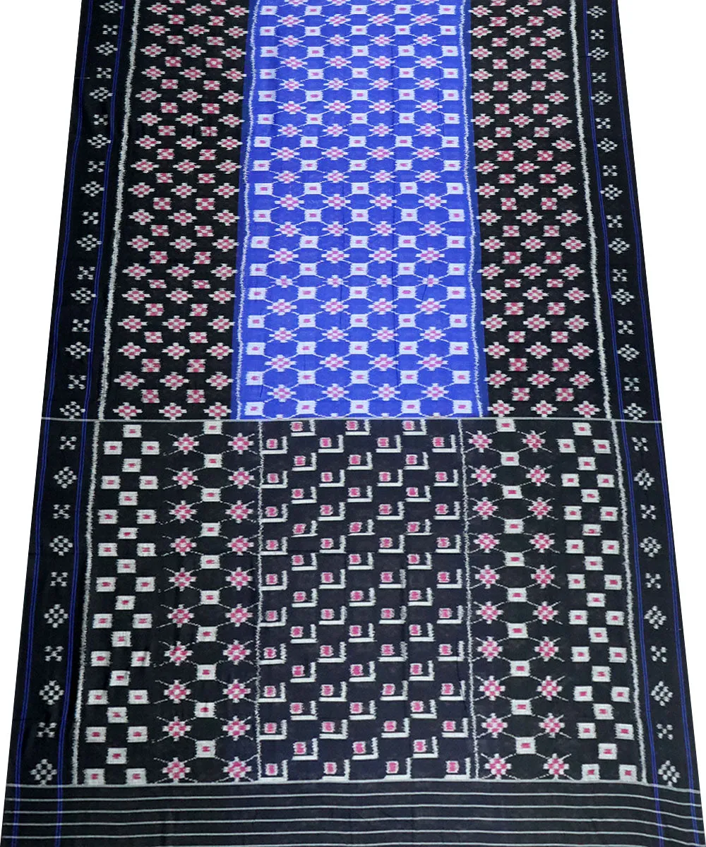 Airforce blue Black Cotton Handloom Nuapatna Saree