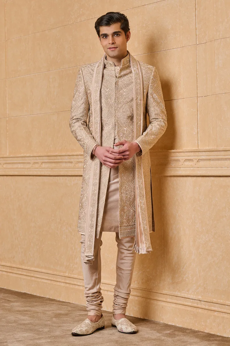 All Over Embroidered Sherwani With Stole