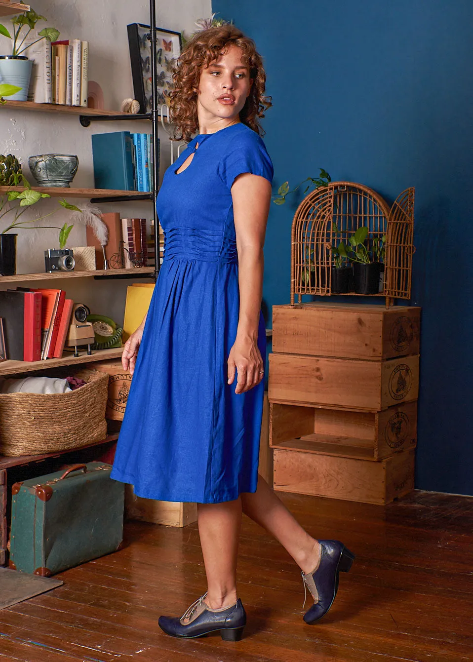 Ally Cobalt Linen Dress