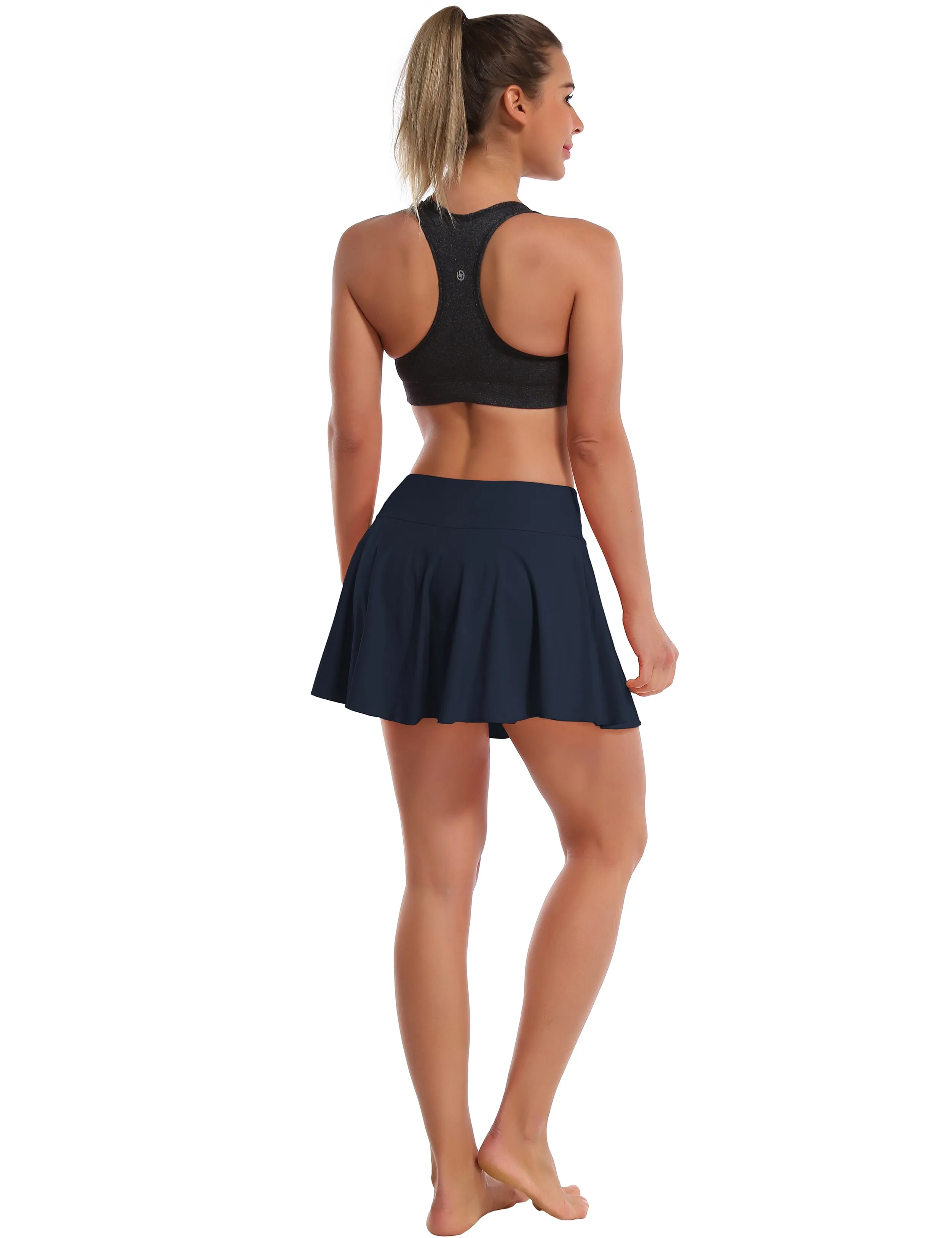 Athletic Tennis Golf Pleated Skort Awith Pocket Shorts darknavy ins