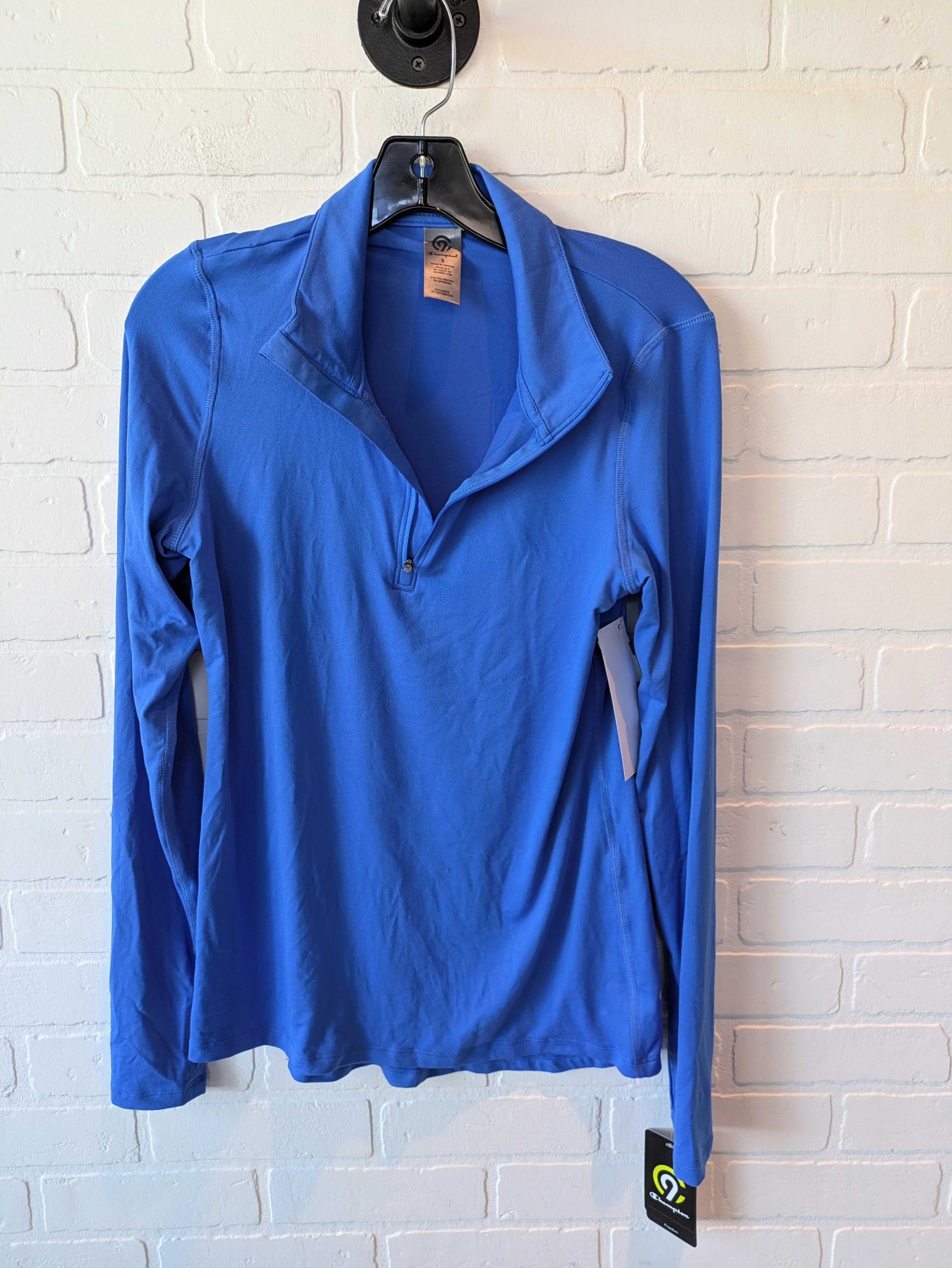 Athletic Top Long Sleeve Collar By Champion In Blue, Size: S