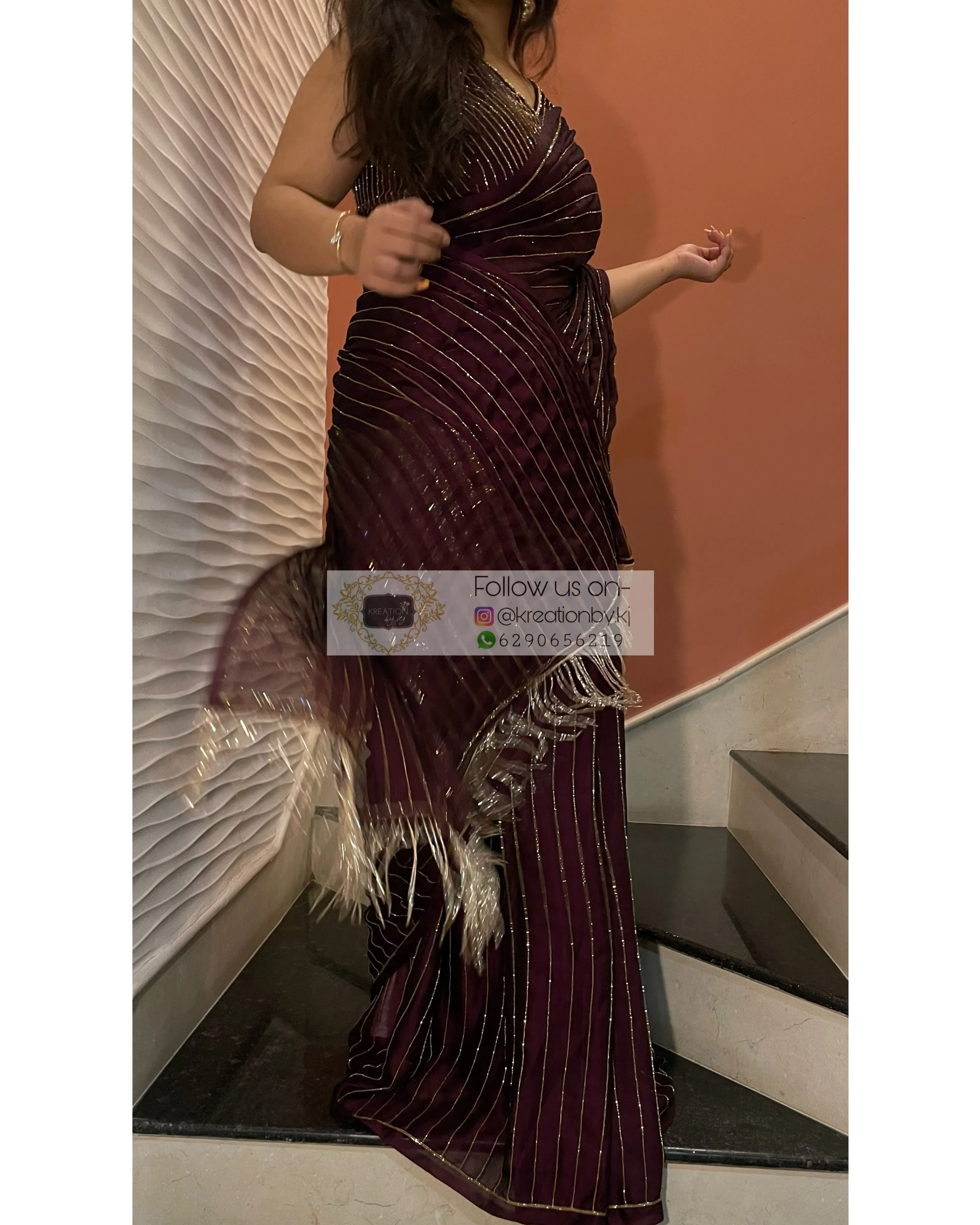 Aubergine Noorani Georgette Saree