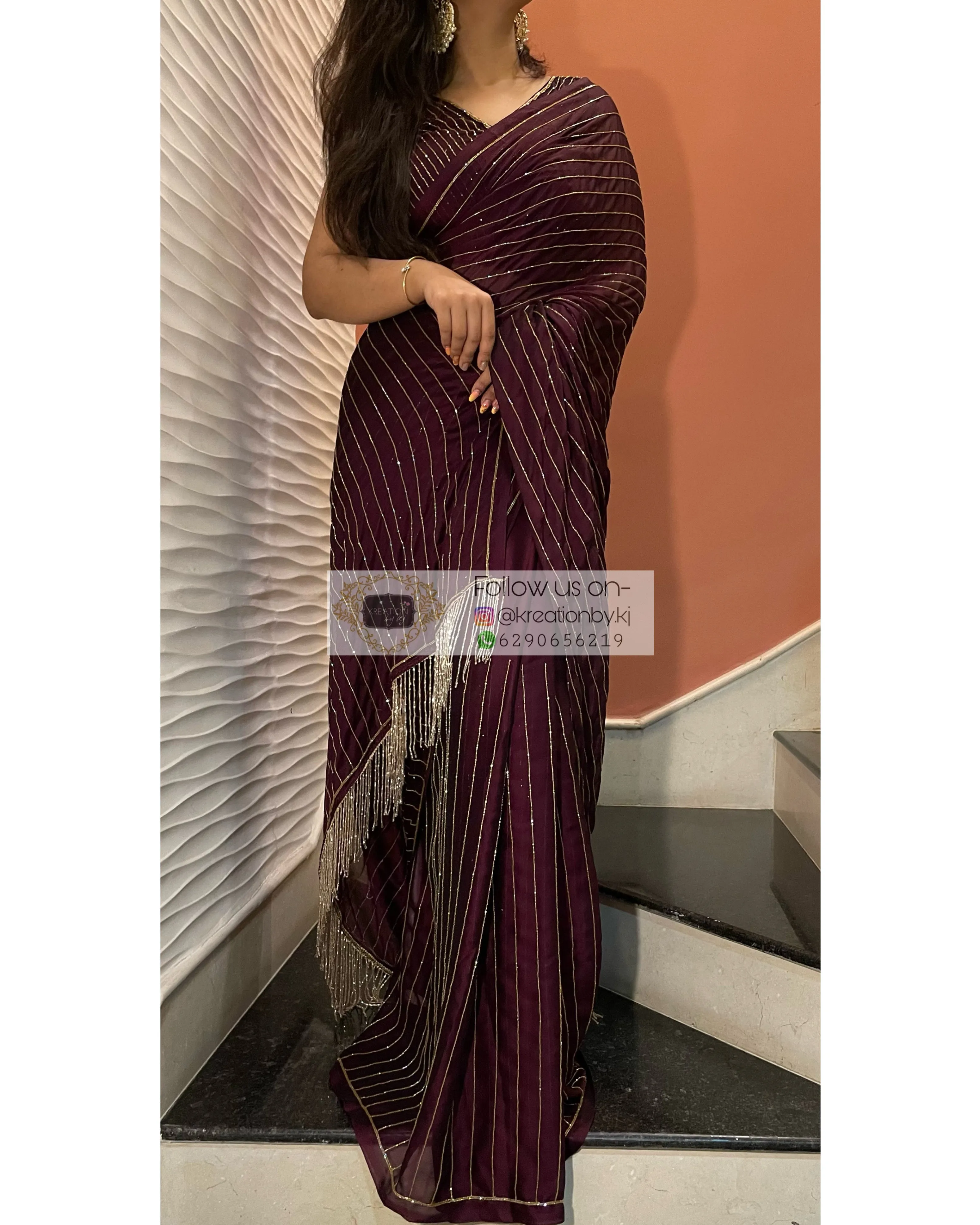 Aubergine Noorani Georgette Saree