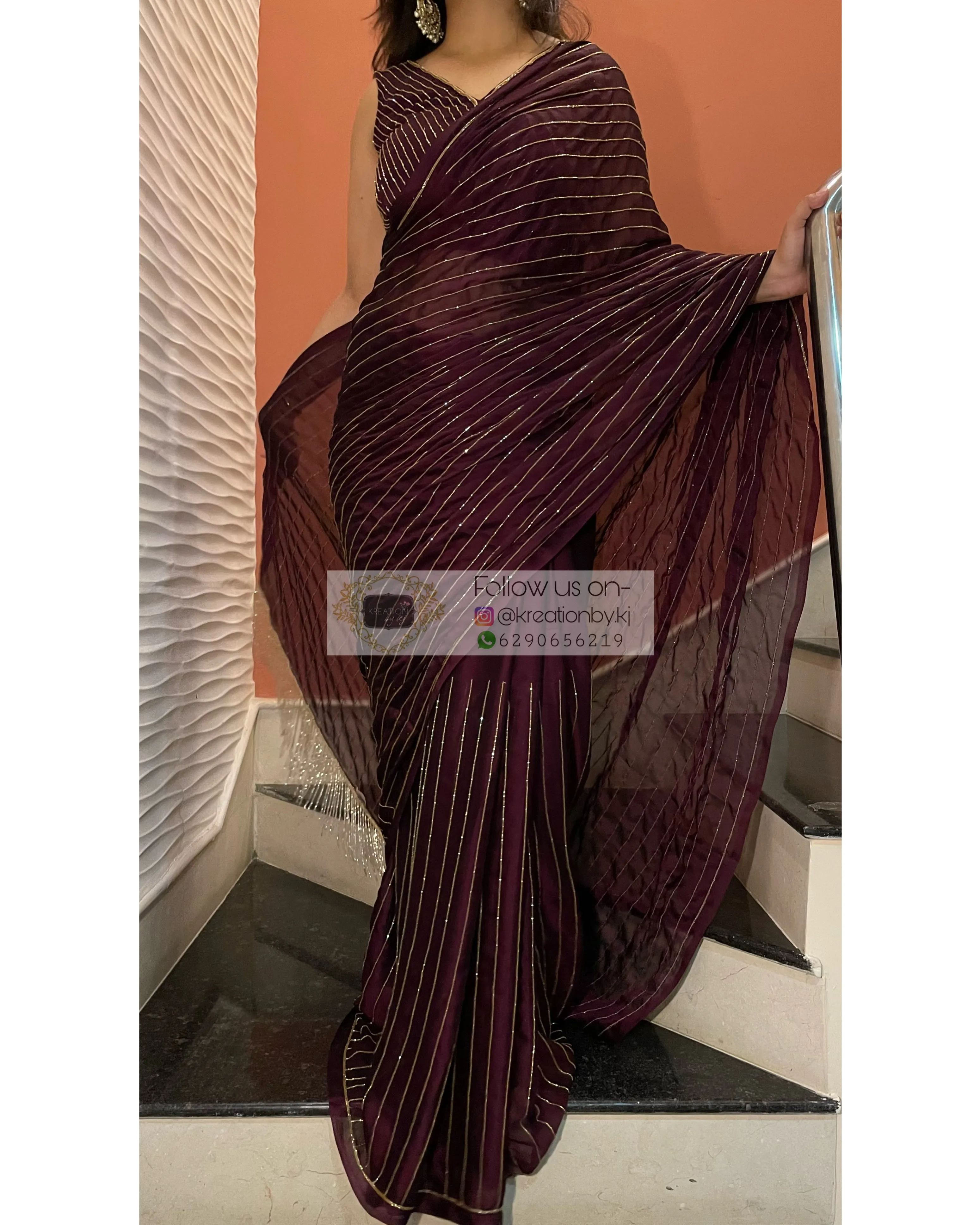 Aubergine Noorani Georgette Saree