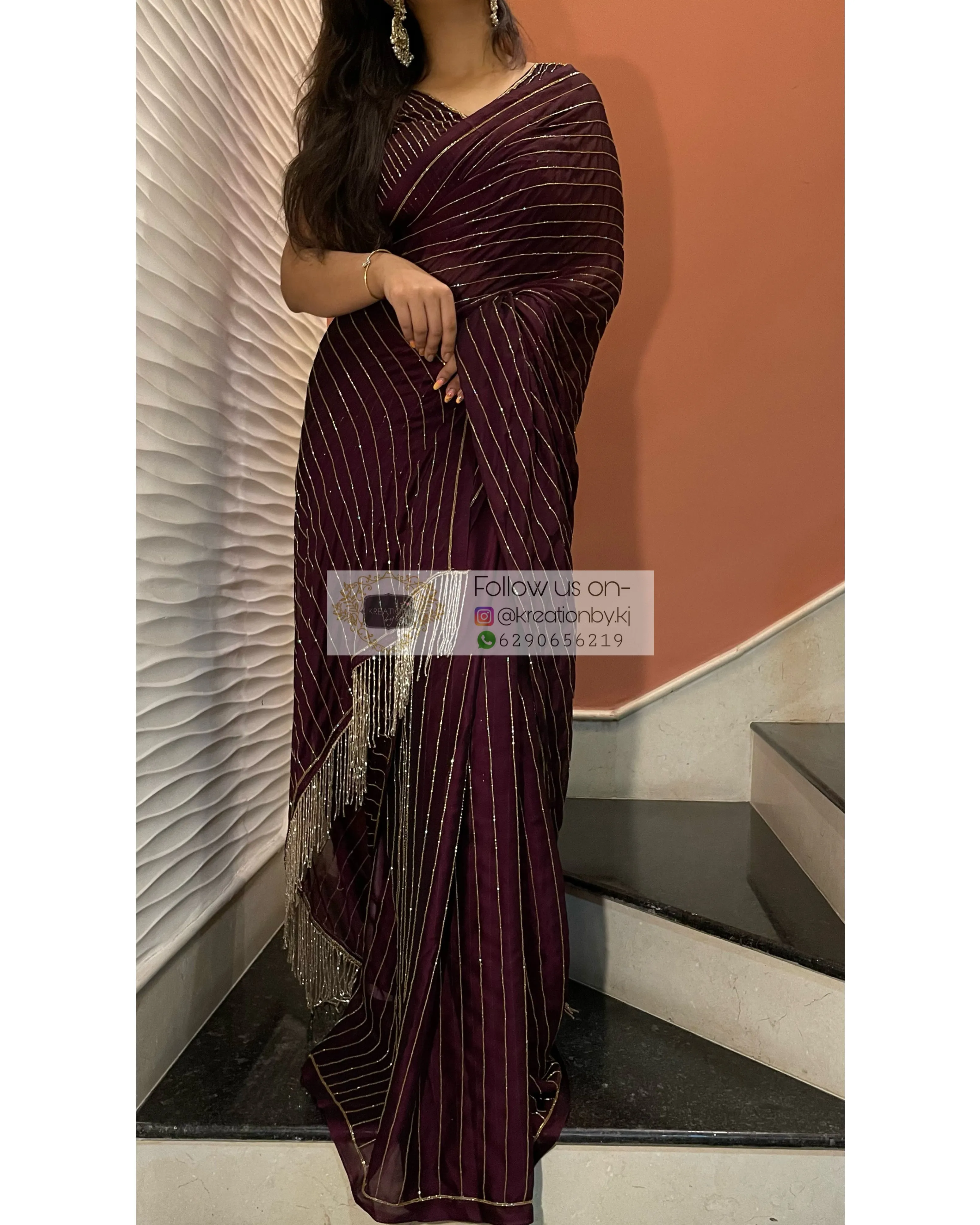 Aubergine Noorani Georgette Saree