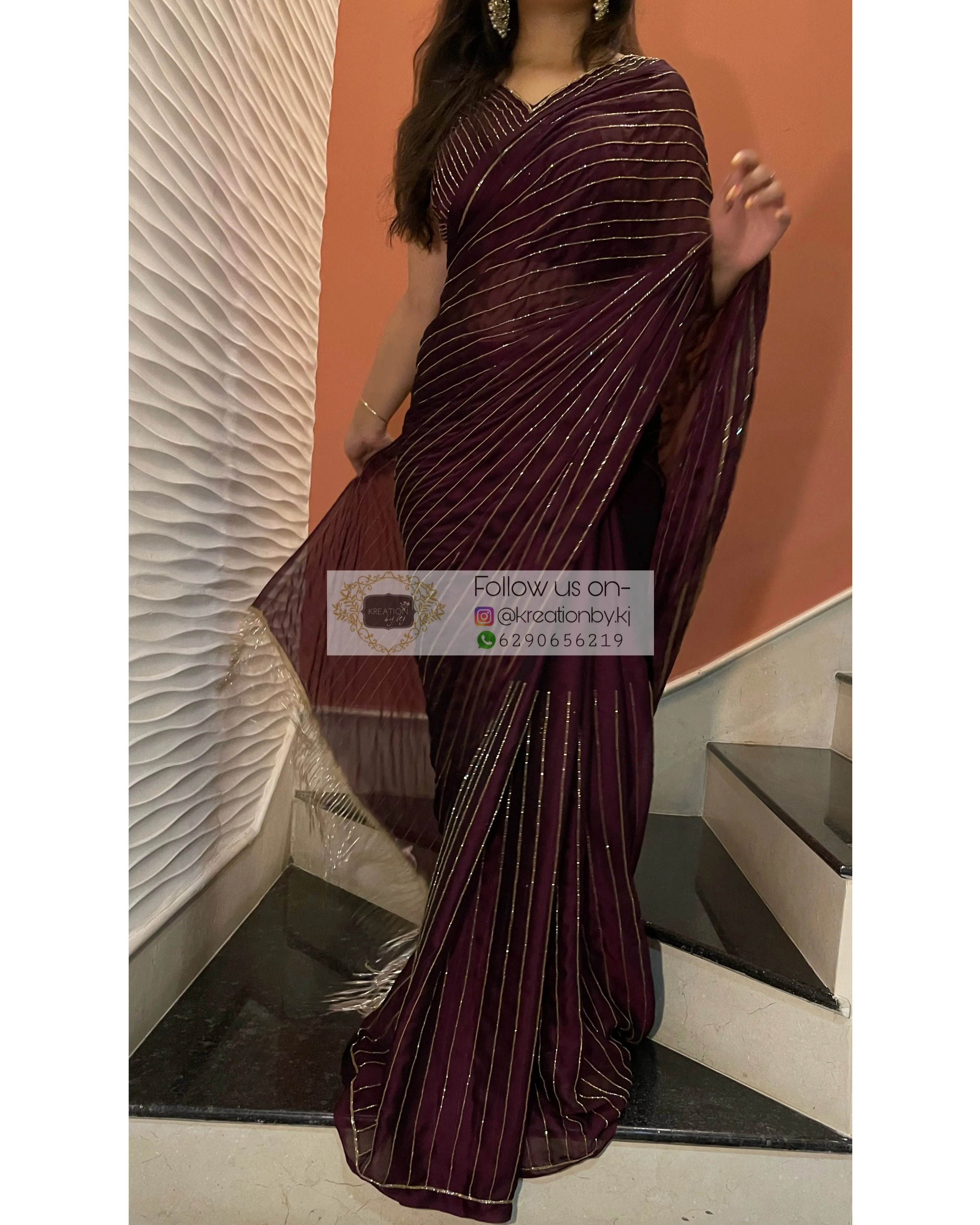 Aubergine Noorani Georgette Saree