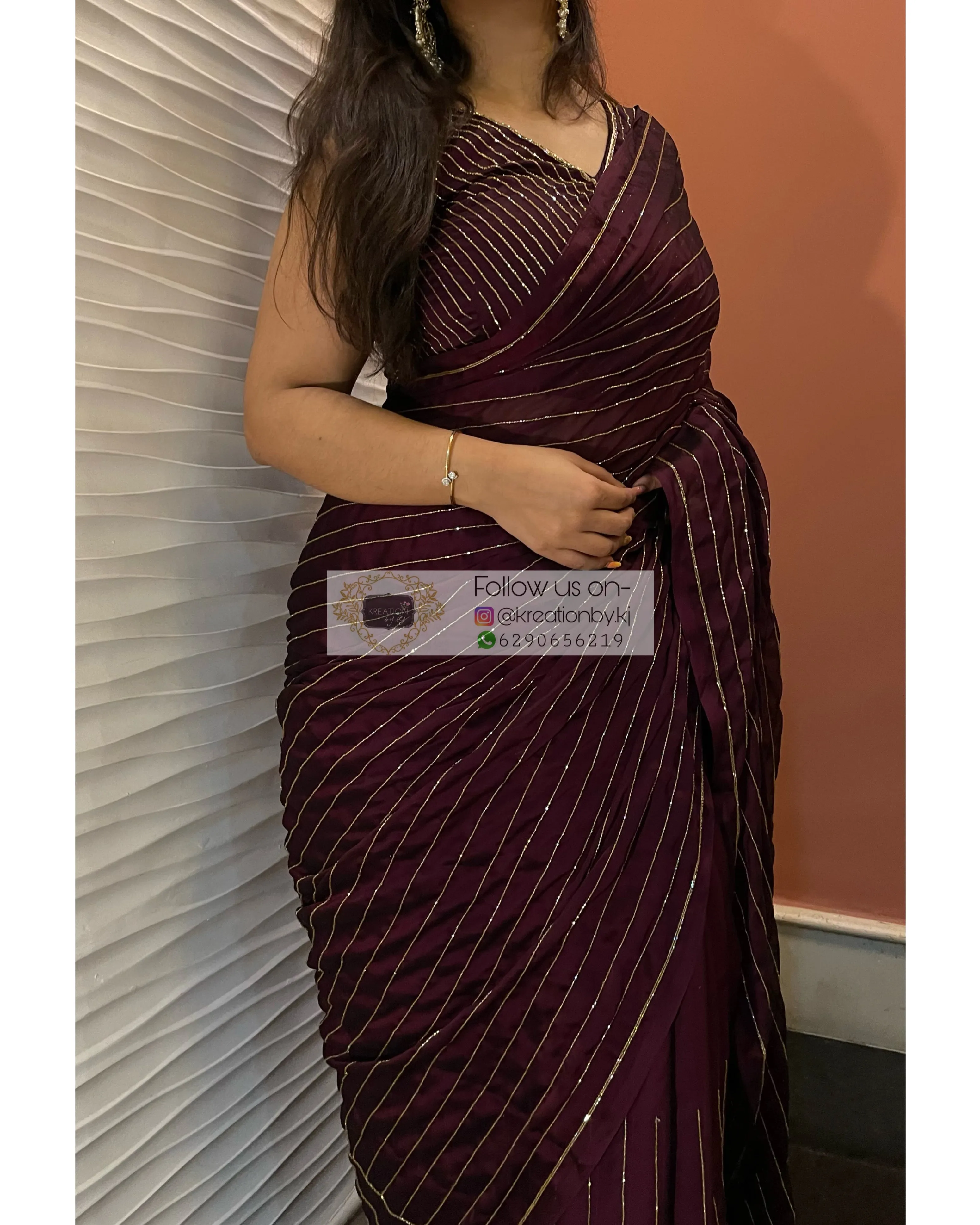 Aubergine Noorani Georgette Saree