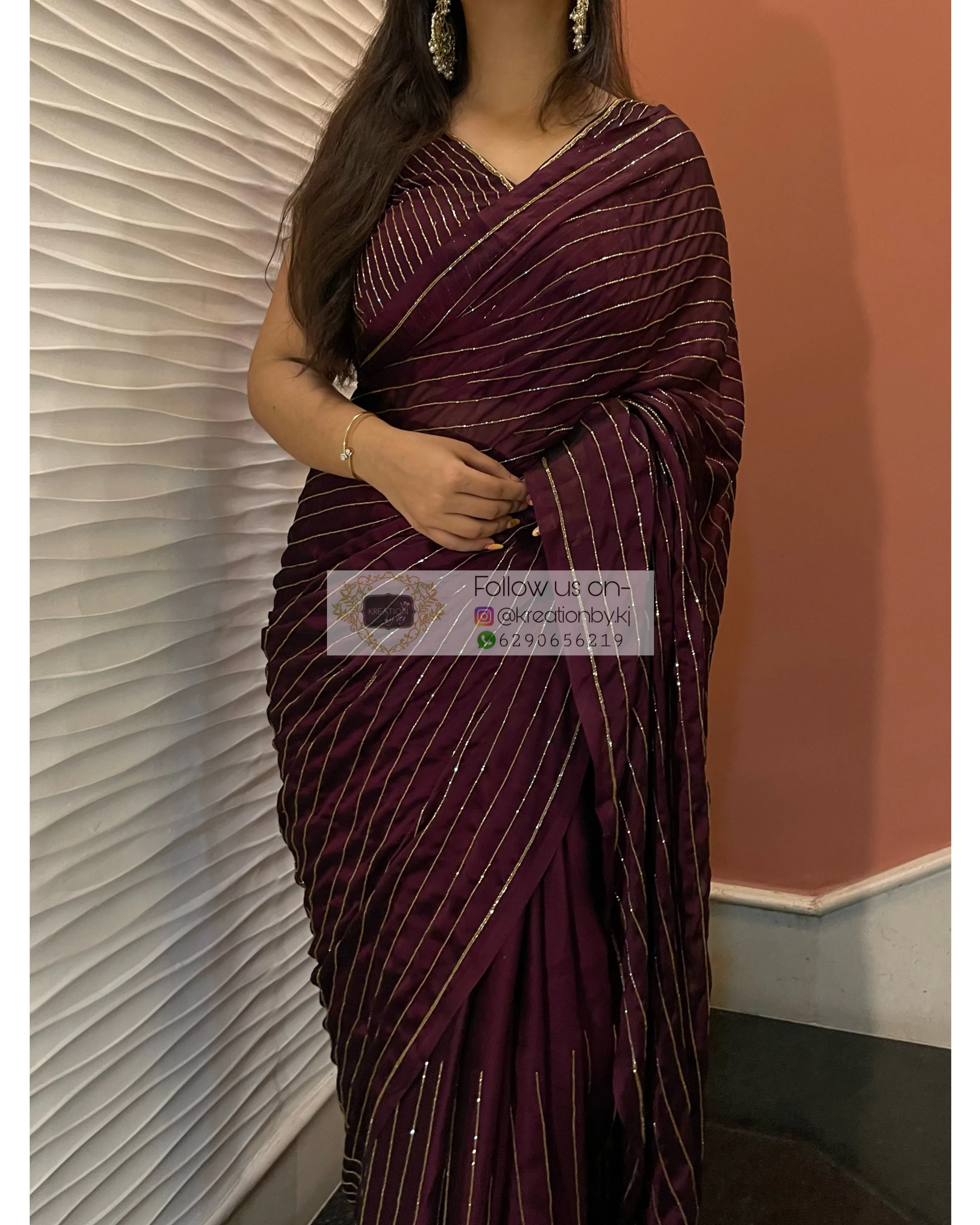 Aubergine Noorani Georgette Saree