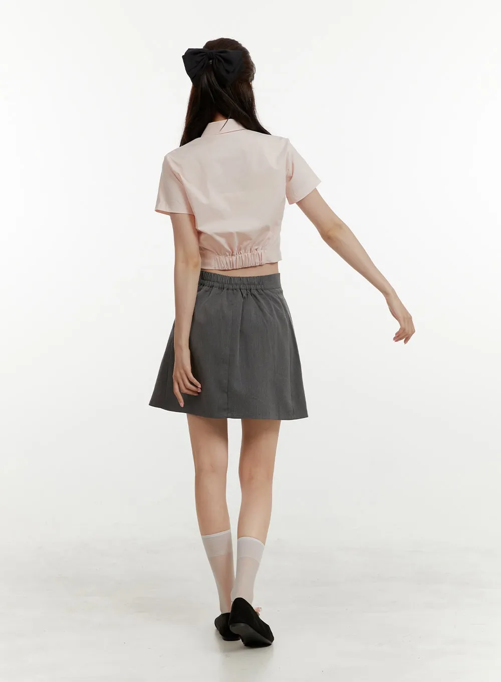 Basic High-Waisted Pleated Mini Skirt OY409