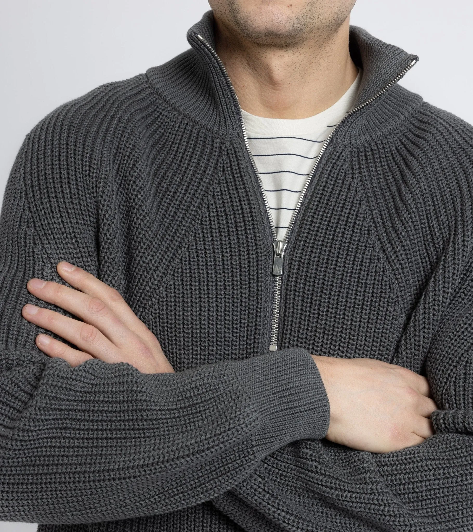 Batoner Signature Half-Zip Cotton Sweater: Grey