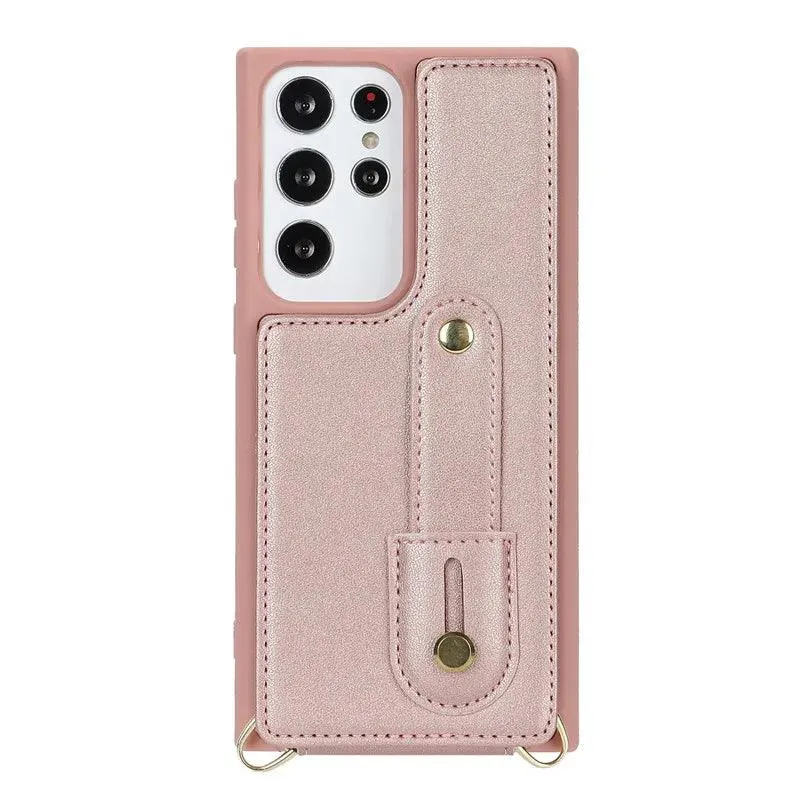 BCPC319 Leather Cute Phone Case for Galaxy S22 Ultra, S22 Plus, A54, 14, 34, 04, 13, 53, 52S, and M13 04S - Crossbody Card Slot