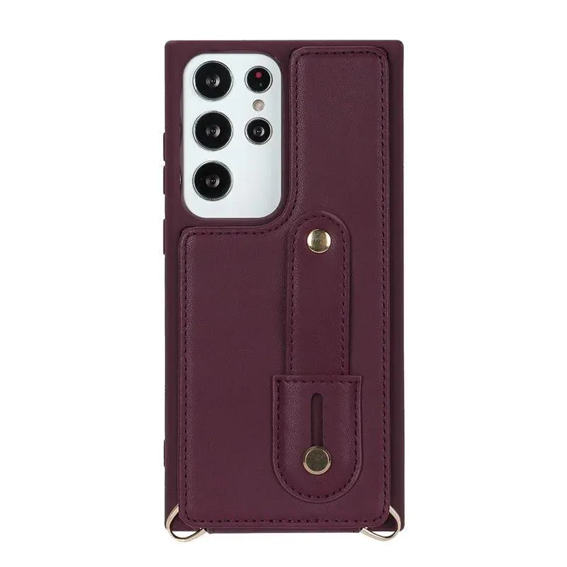 BCPC319 Leather Cute Phone Case for Galaxy S22 Ultra, S22 Plus, A54, 14, 34, 04, 13, 53, 52S, and M13 04S - Crossbody Card Slot