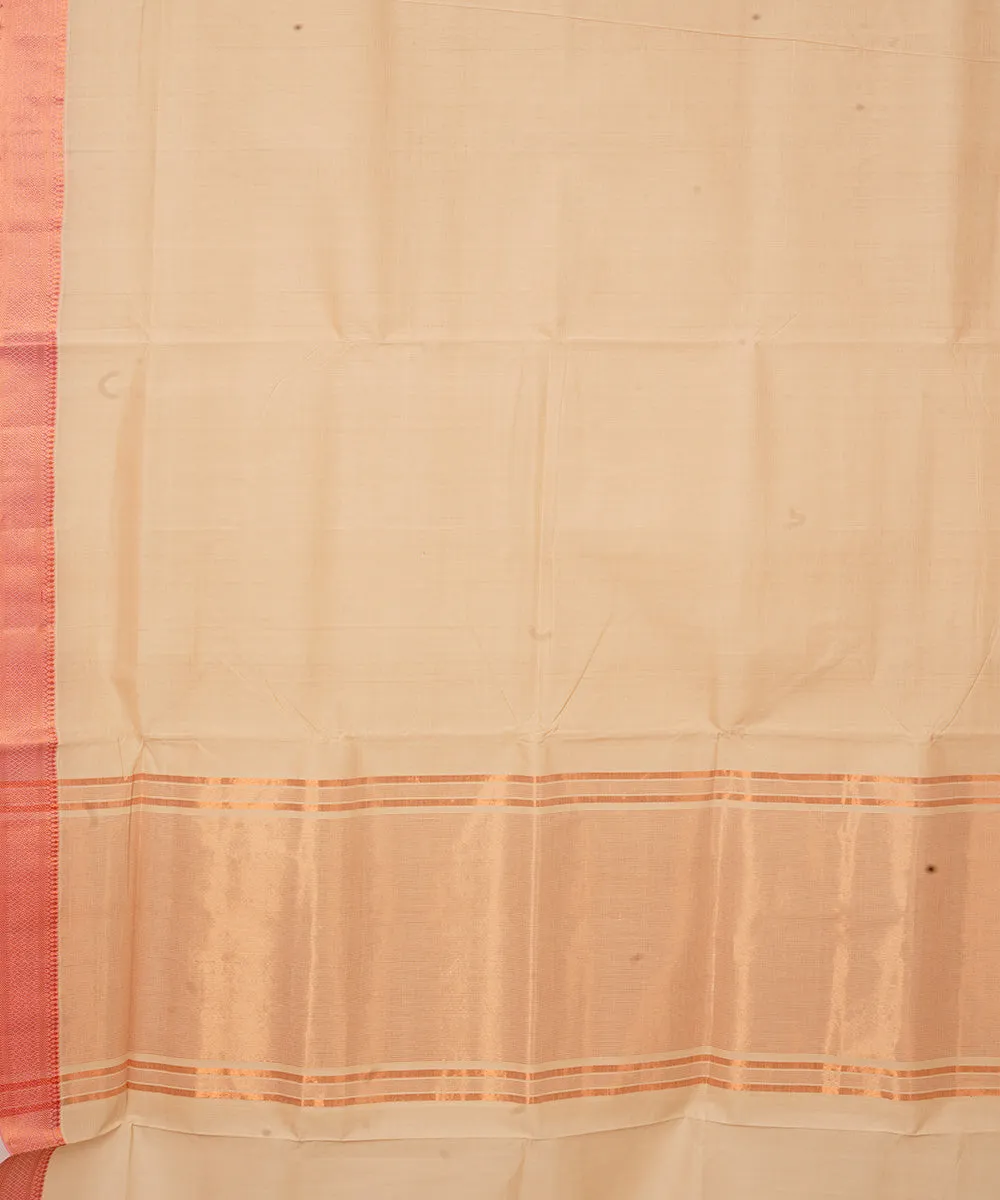 Beige handwoven mangalagiri cotton saree