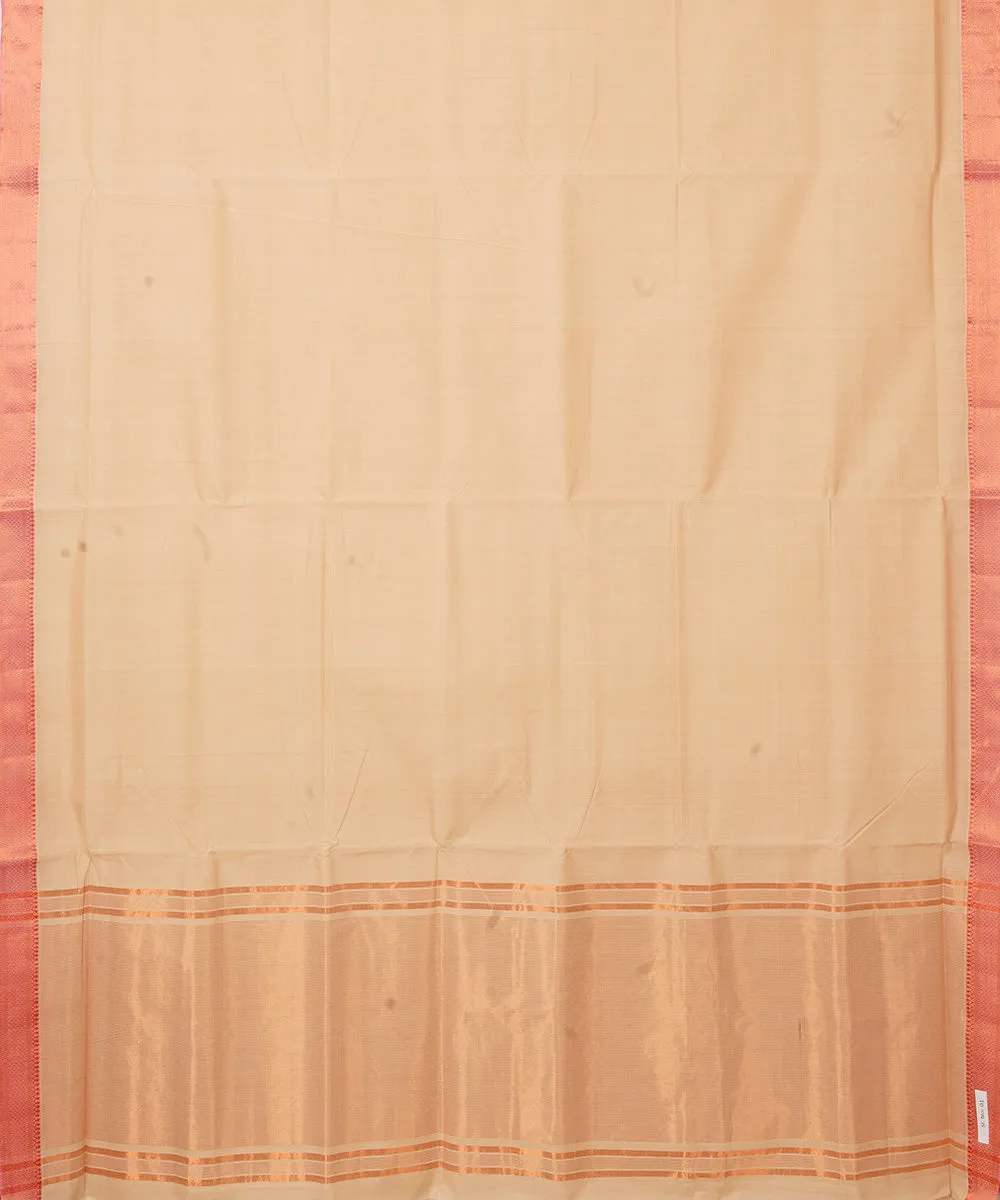 Beige handwoven mangalagiri cotton saree