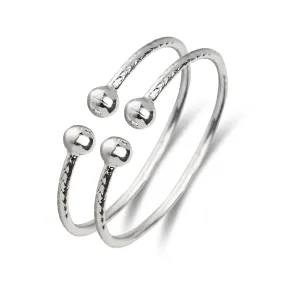 Better Jewelry Classic Ball Ends Solid .925 Sterling Silver West-Indian Bangle Baby