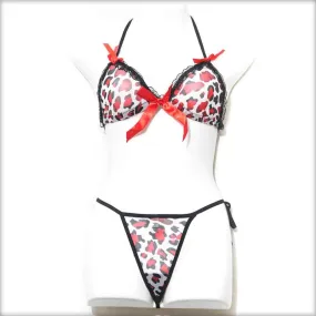 Black & Red Cheetah Print Bra Panty Set