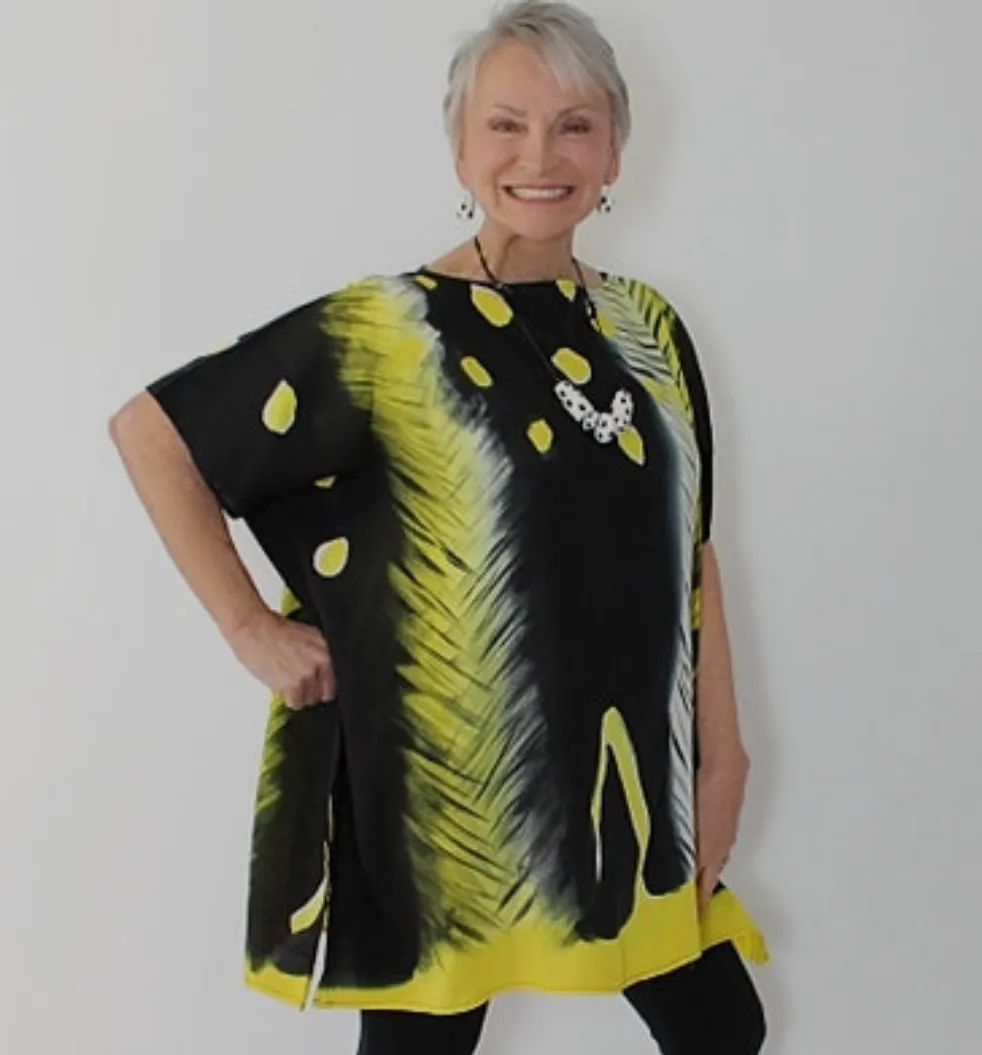 Black and Yellow Sylca Blouse Sale