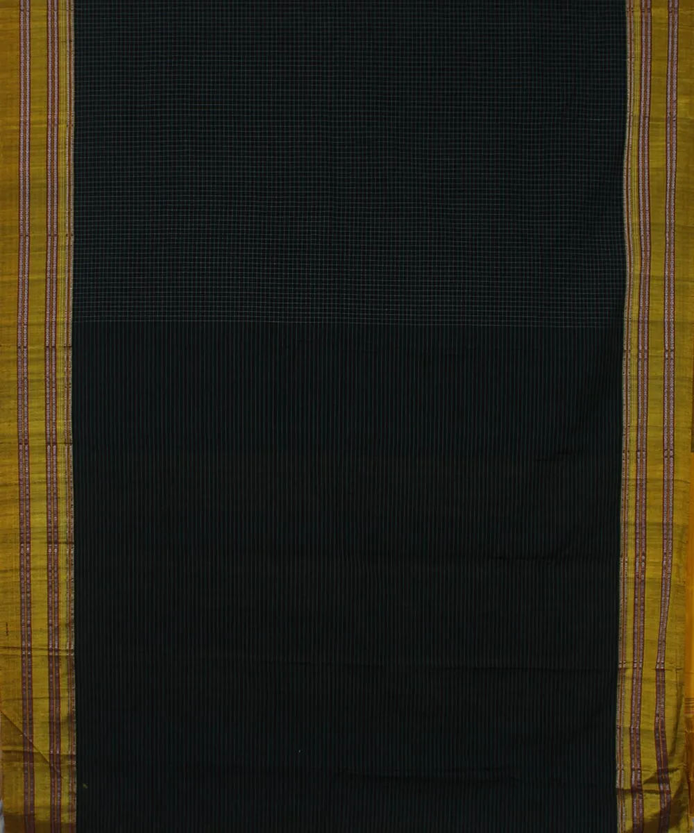 Black green yellow gayatri border handwoven ilkal cotton silk saree