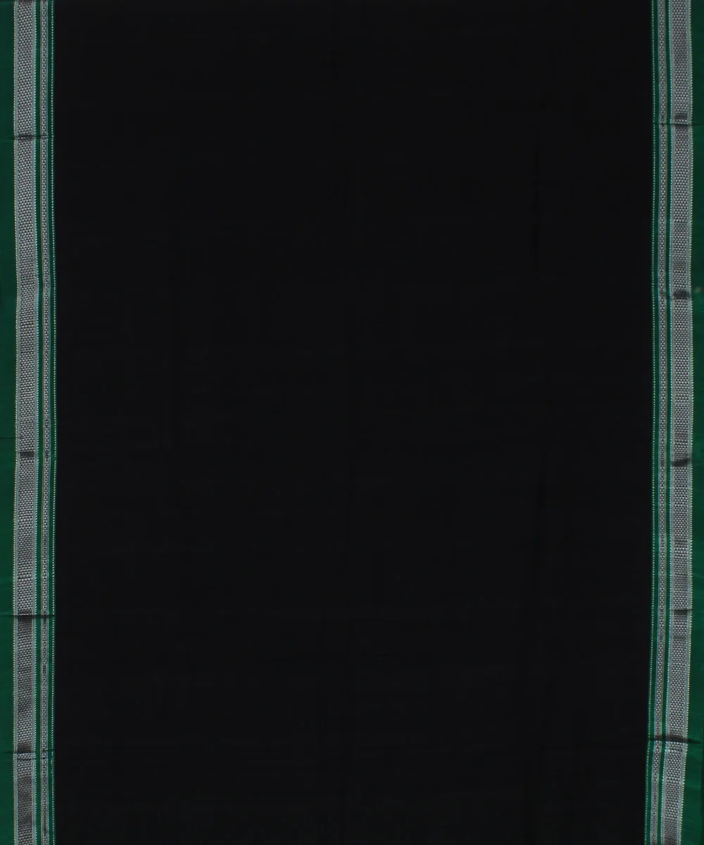 Black plain green chikki paras border handwoven ilkal cotton silk saree