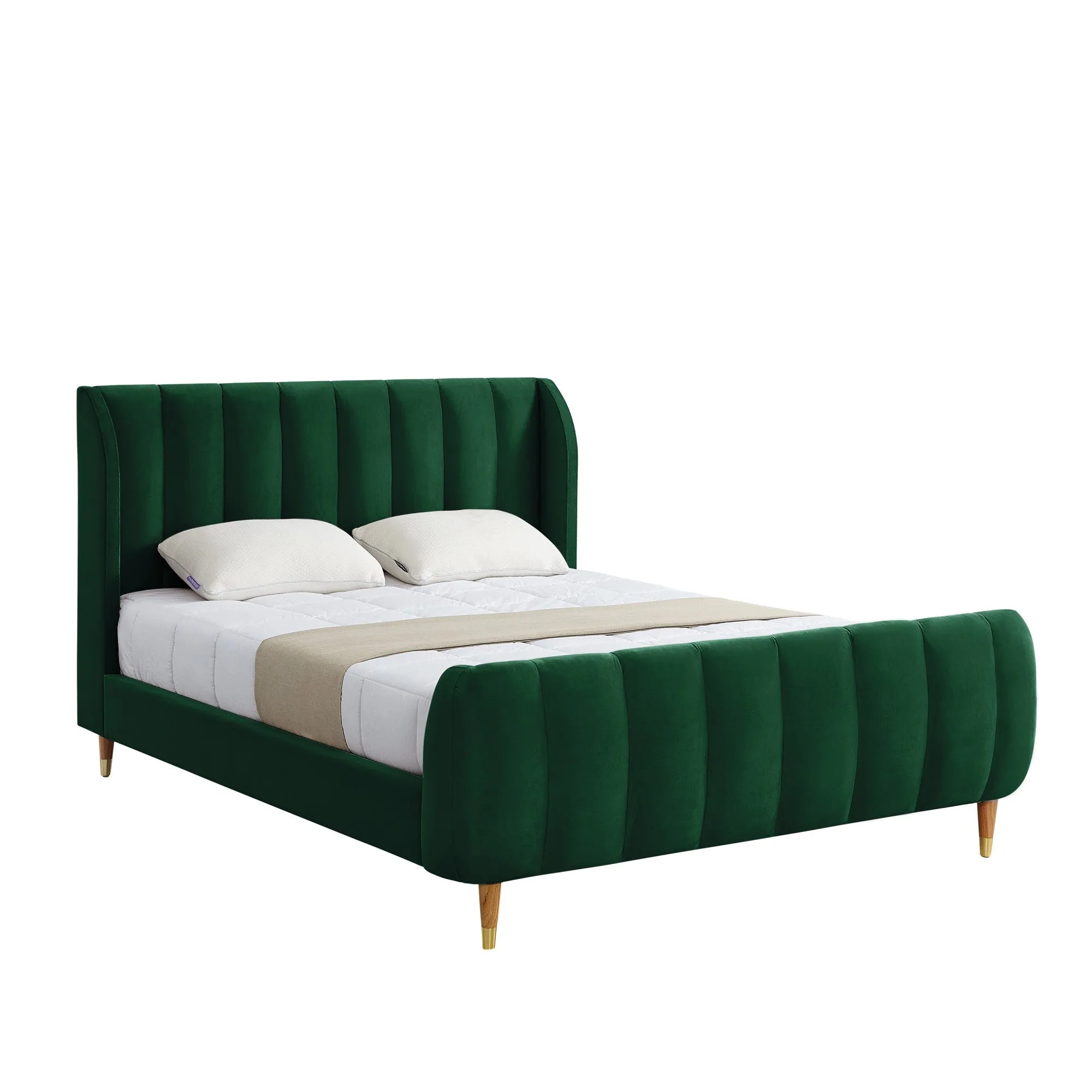 Black Solid Wood King Tufted Upholstered Velvet Bed