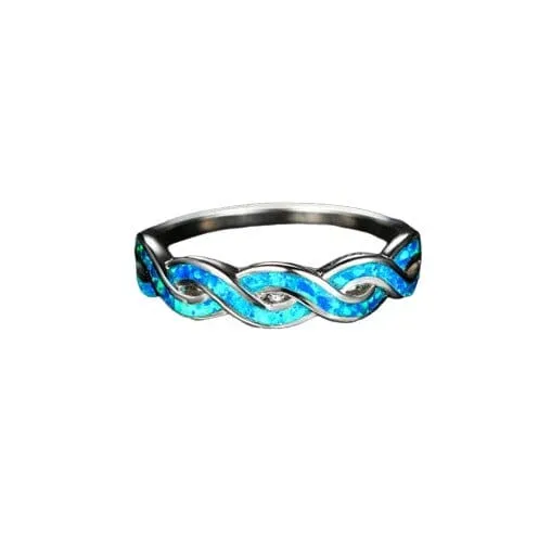 Blue Fire Opal Infinity Ring