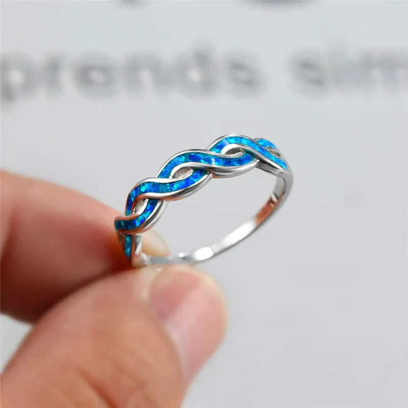 Blue Fire Opal Infinity Ring